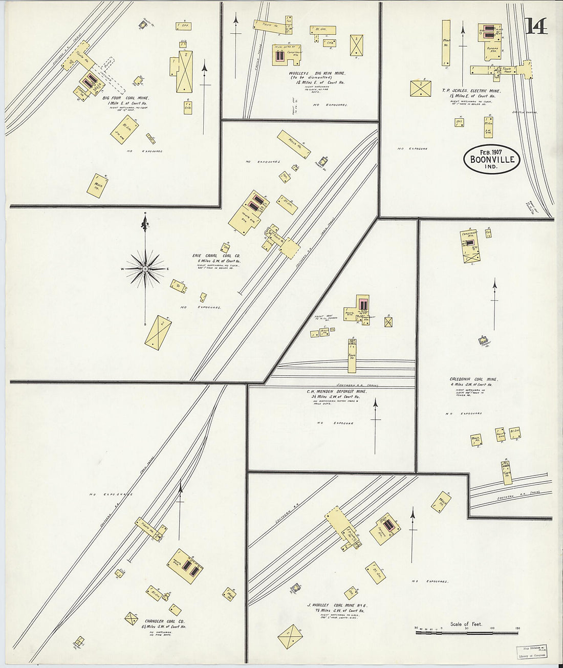 This old map of Boonville, Warrick County, Indiana was created by Sanborn Map Company in 1907