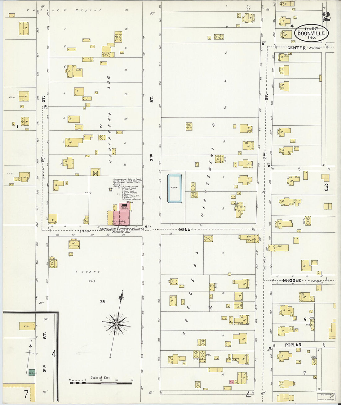 This old map of Boonville, Warrick County, Indiana was created by Sanborn Map Company in 1907