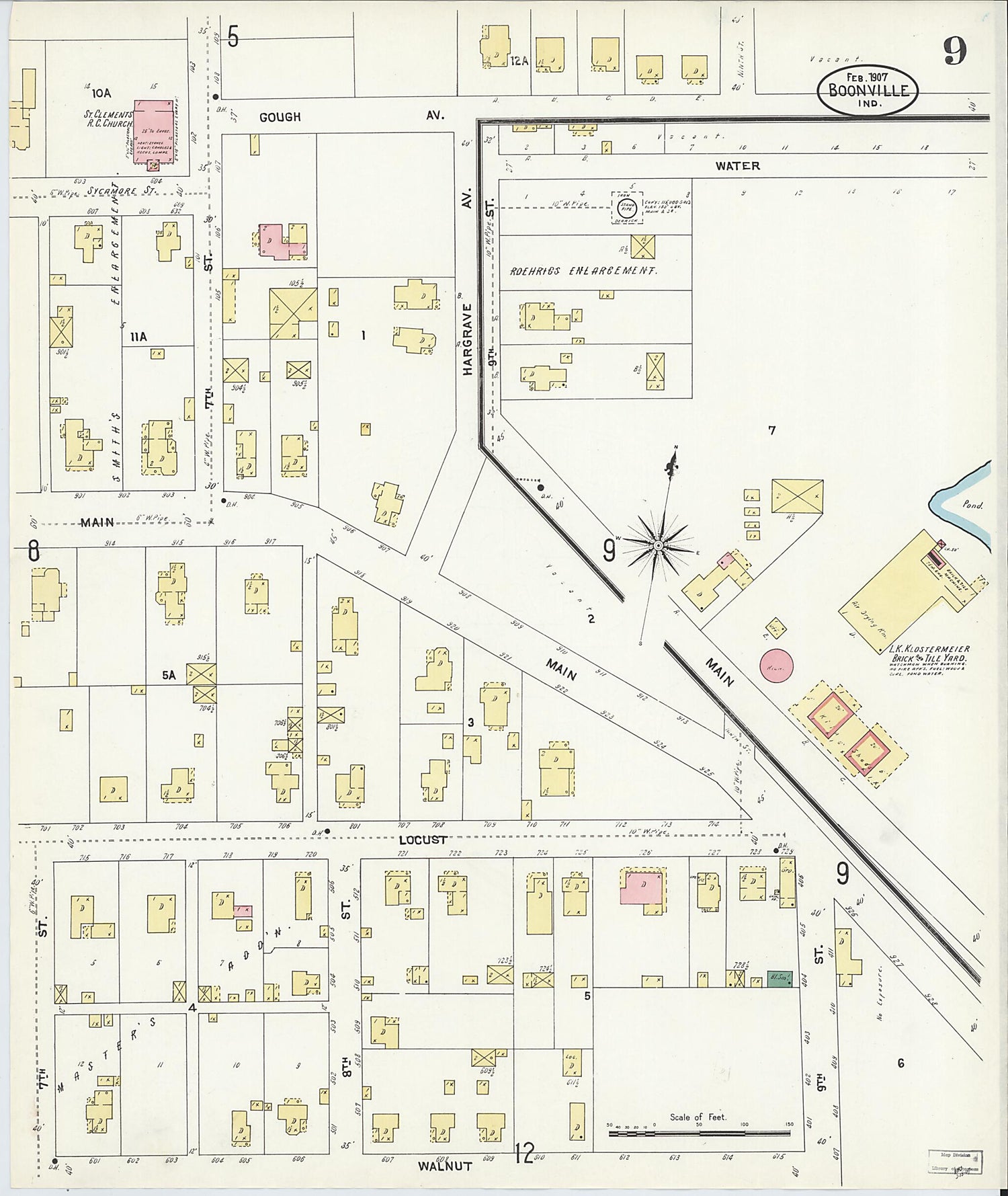 This old map of Boonville, Warrick County, Indiana was created by Sanborn Map Company in 1907