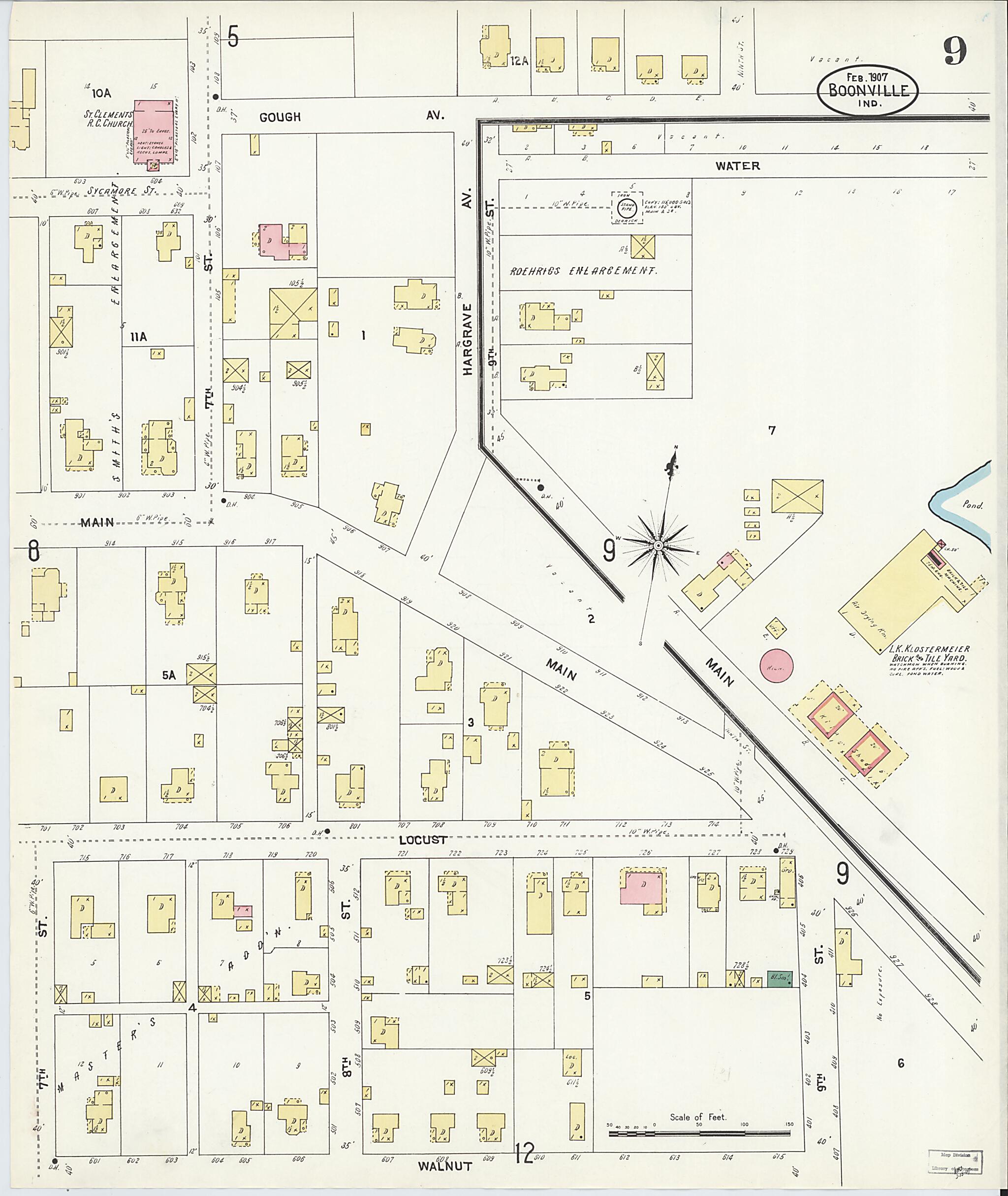 This old map of Boonville, Warrick County, Indiana was created by Sanborn Map Company in 1907