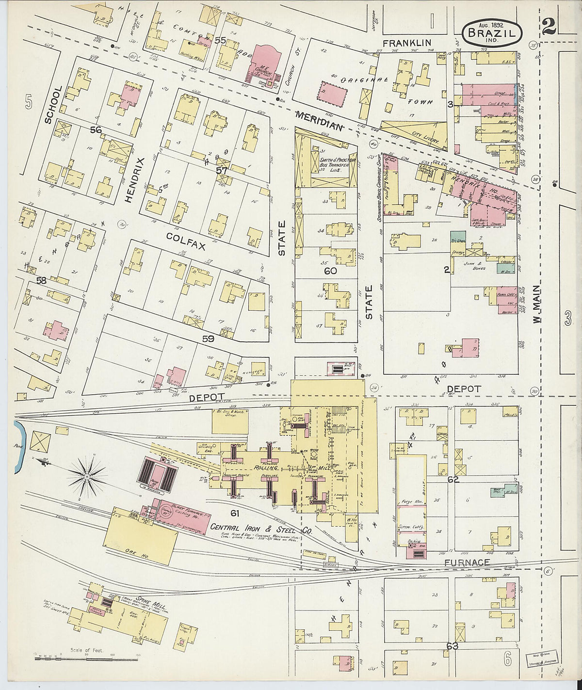 Brazil, Clay County, Indiana 1892 (Sheet 2 of 6) by Relic Map Company