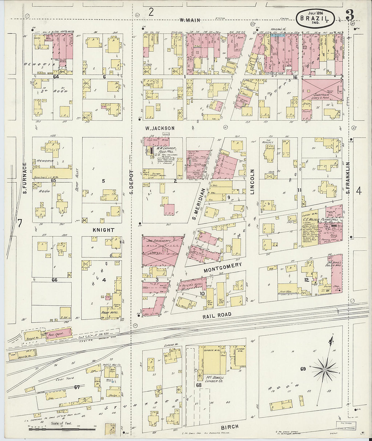 Brazil, Clay County, Indiana 1896 (Sheet 3 of 8) by Relic Map Company