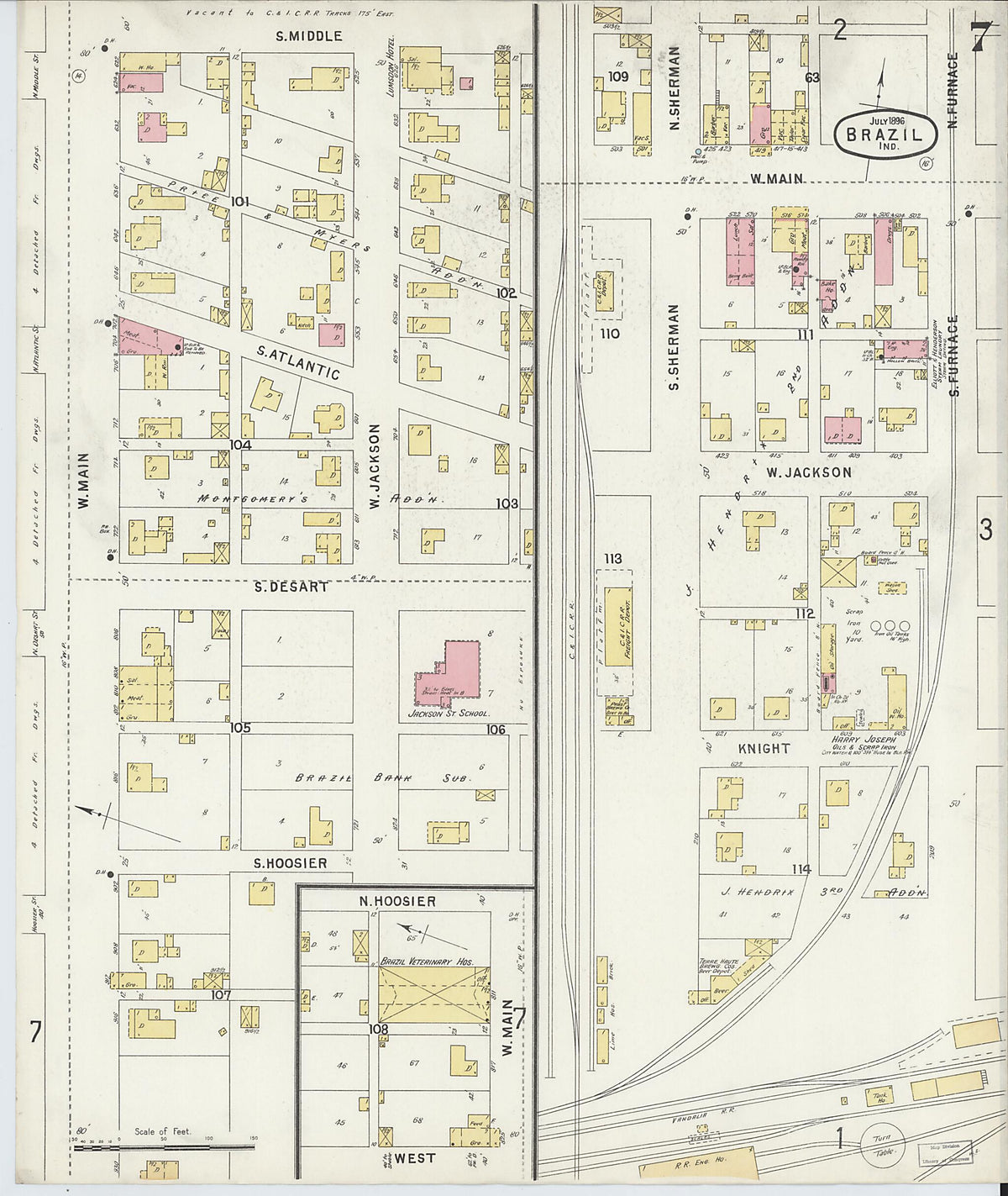 Brazil, Clay County, Indiana 1896 (Sheet 7 of 8) by Relic Map Company