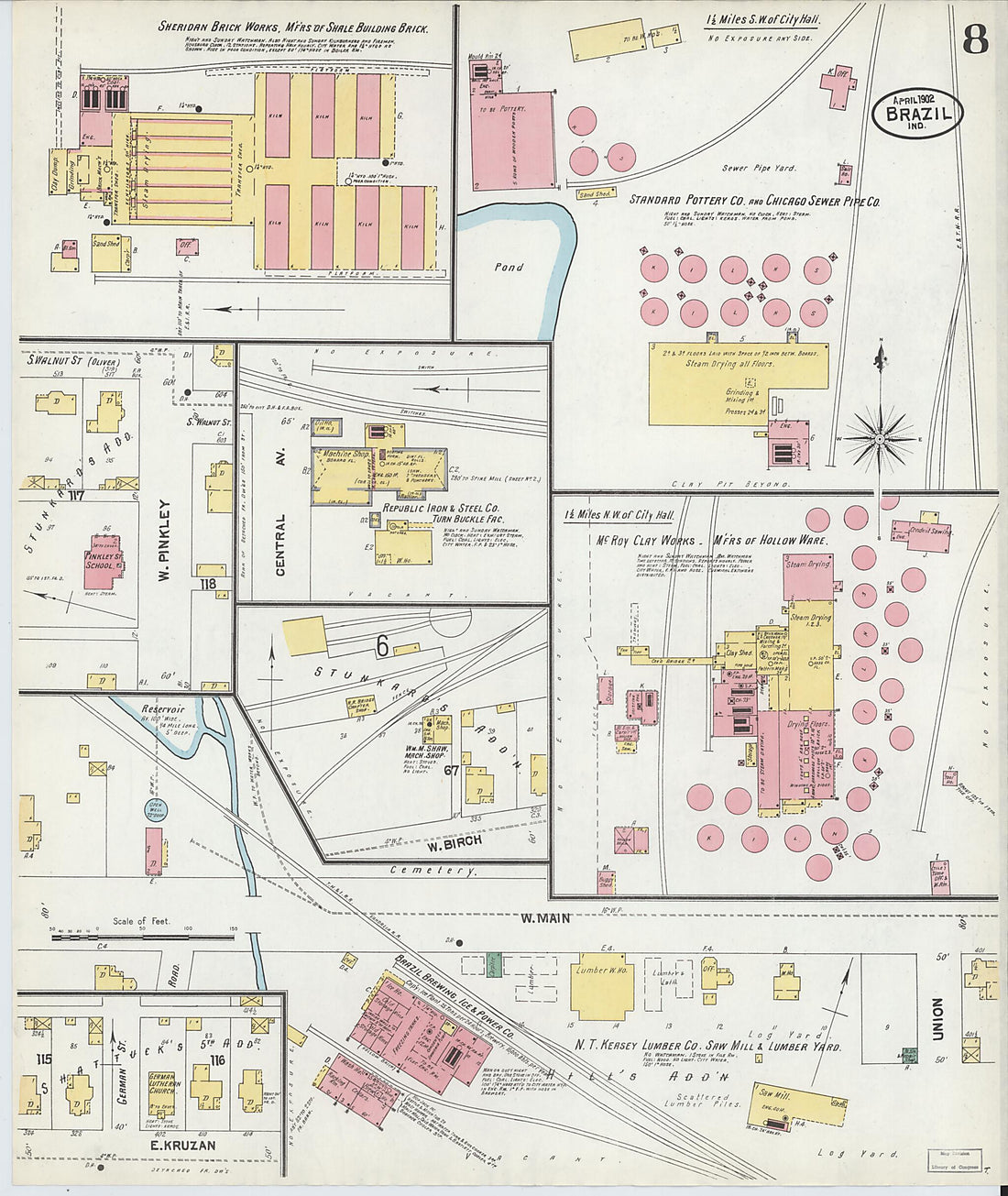 This old map of Brazil, Clay County, Indiana was created by Sanborn Map Company in 1902