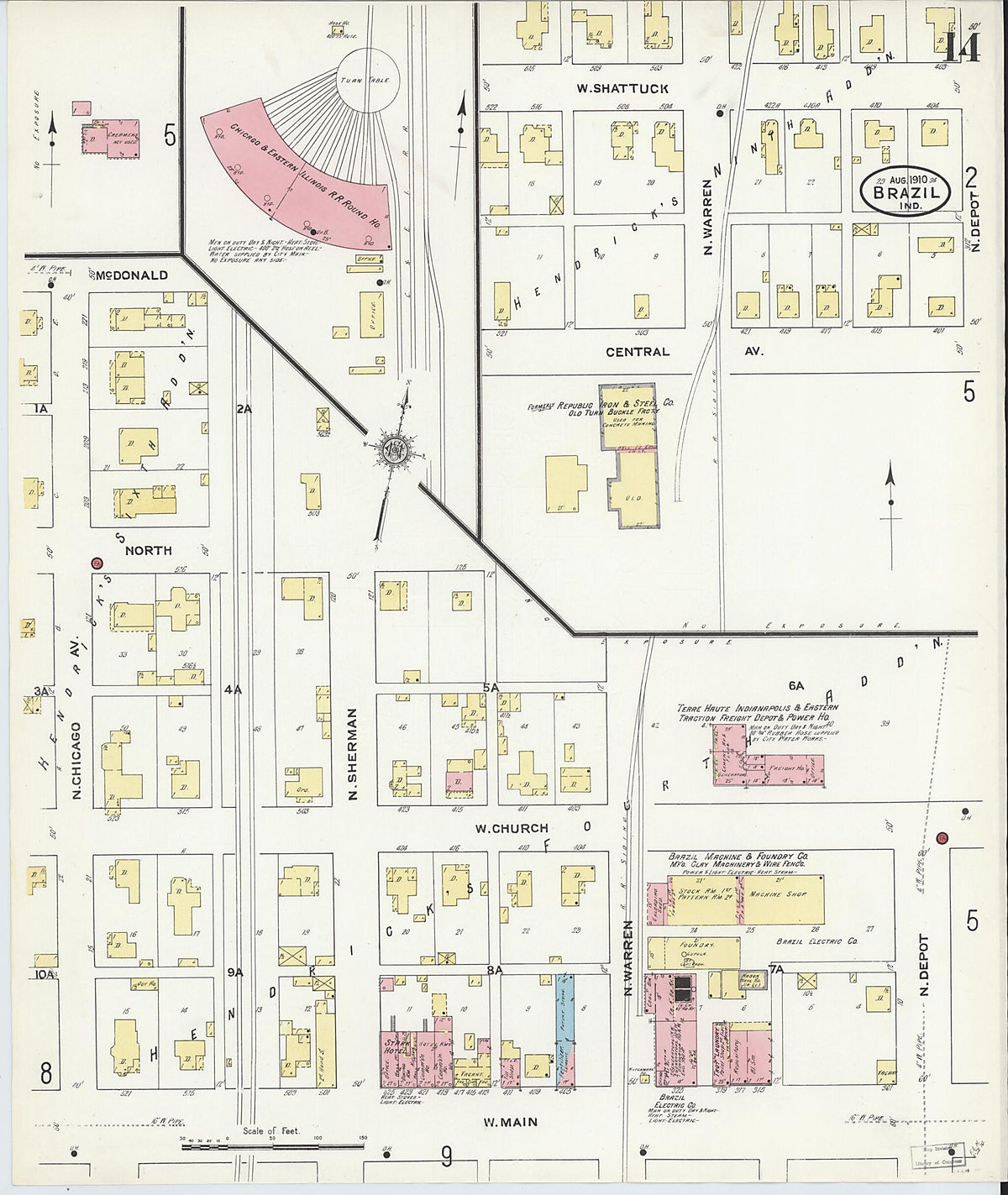 Brazil, Clay County, Indiana 1910 (Sheet 14 of 20) by Relic Map Company