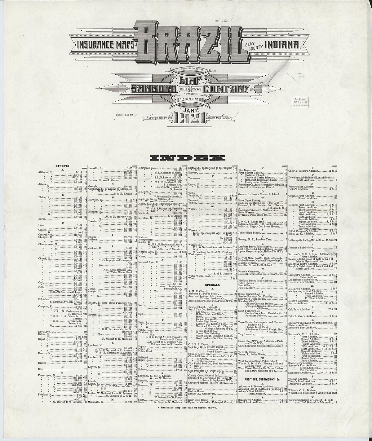 Brazil, Clay County, Indiana 1921 (Sheet 27 of 27) by Relic Map Company