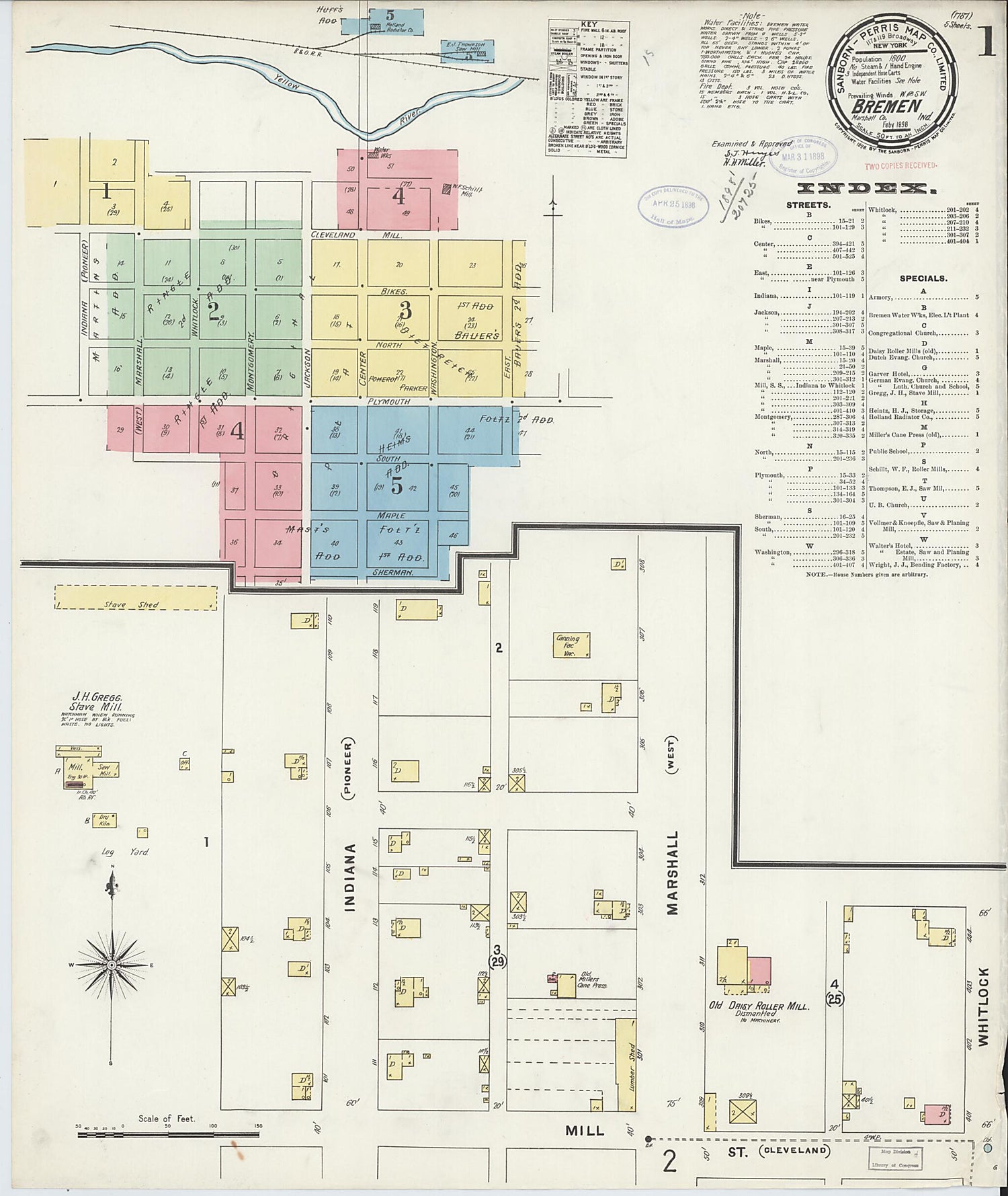 This old map of Bremen, Marshall County, Indiana was created by Sanborn Map Company in 1898