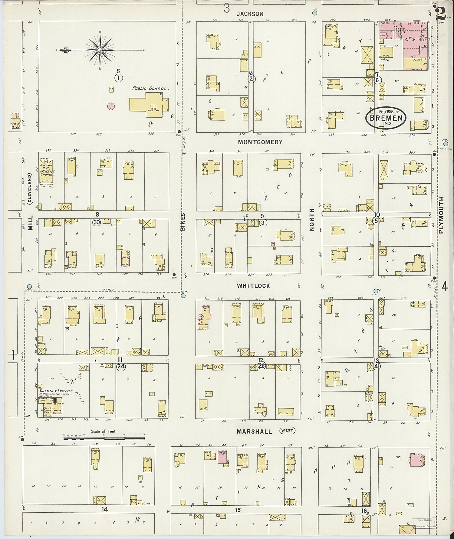 This old map of Bremen, Marshall County, Indiana was created by Sanborn Map Company in 1898