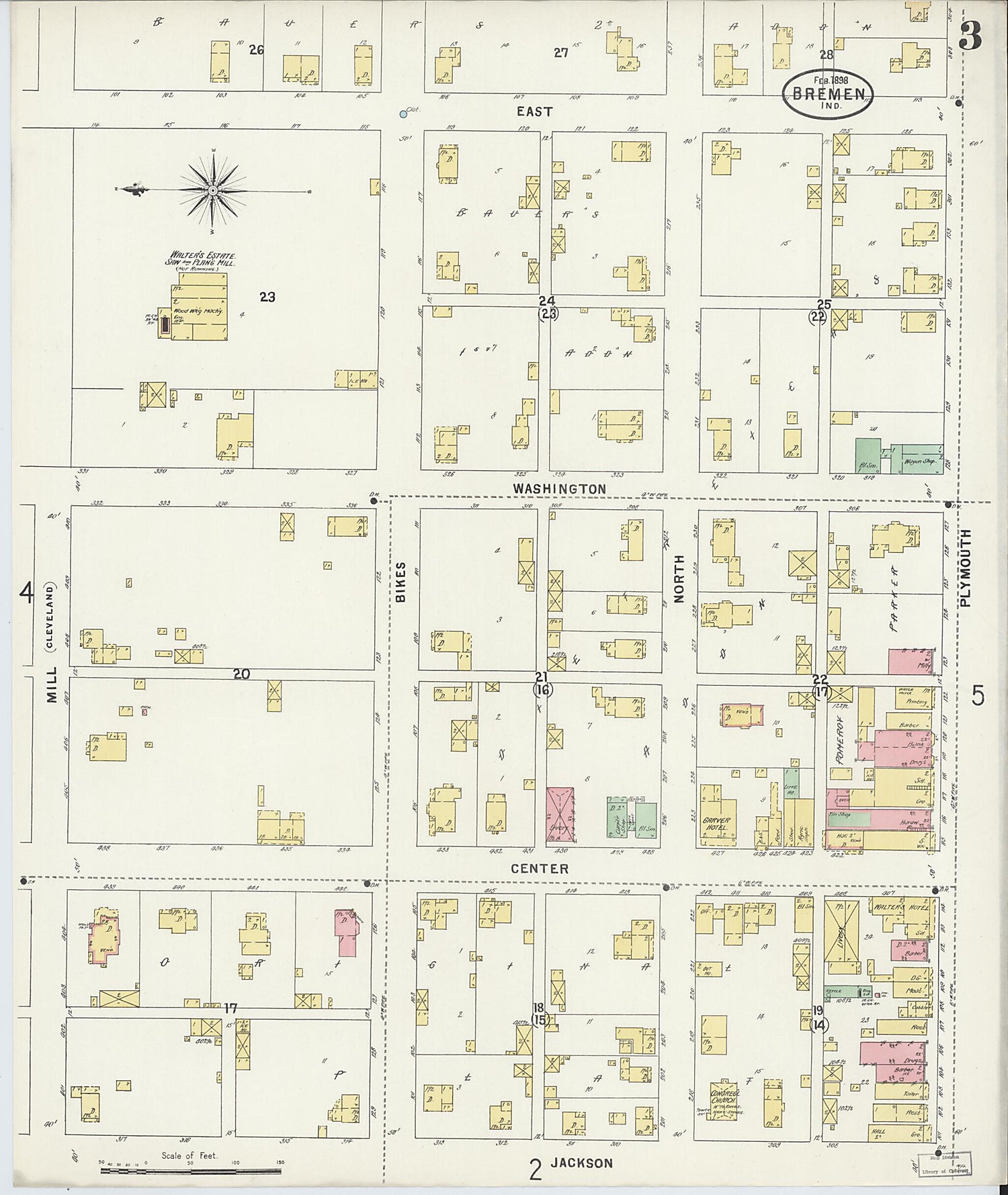 This old map of Bremen, Marshall County, Indiana was created by Sanborn Map Company in 1898