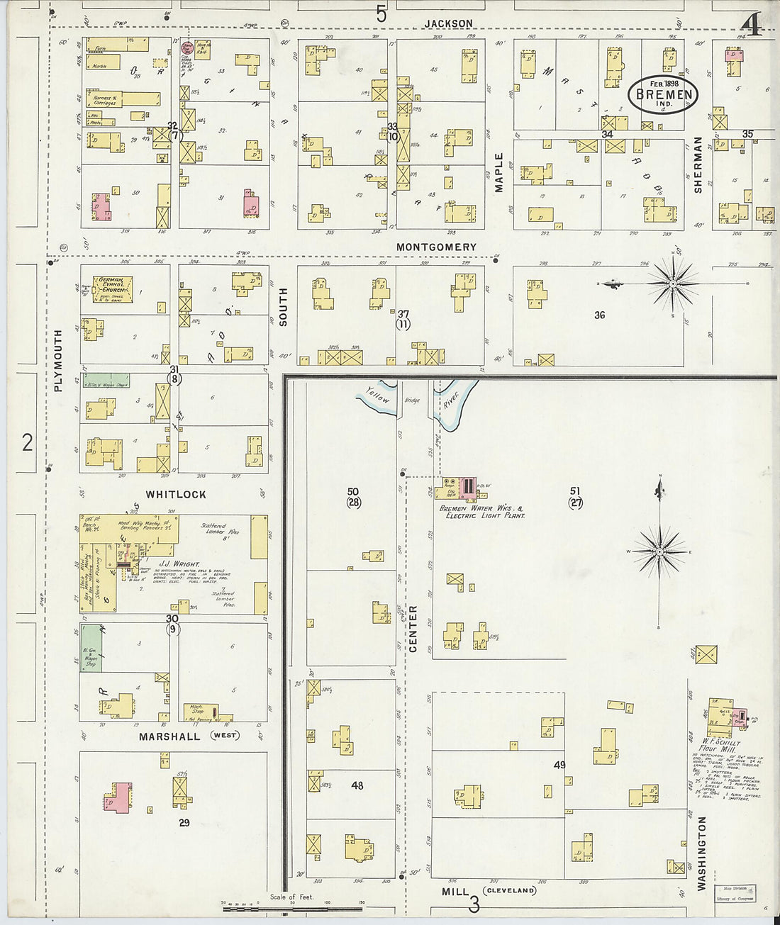 This old map of Bremen, Marshall County, Indiana was created by Sanborn Map Company in 1898