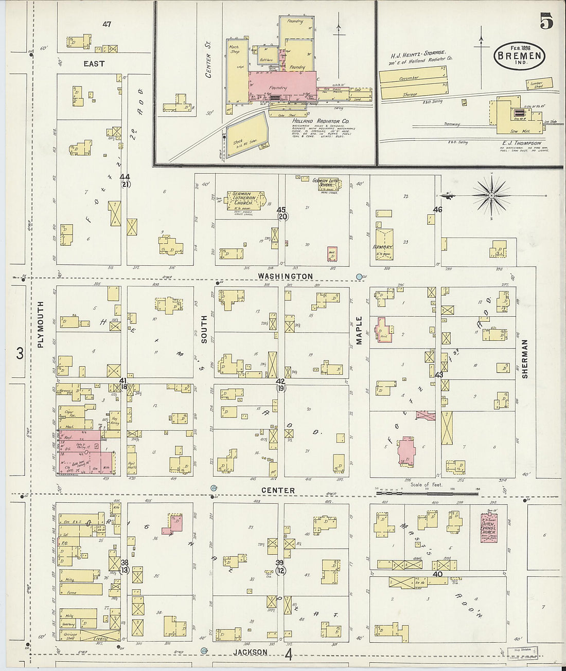 This old map of Bremen, Marshall County, Indiana was created by Sanborn Map Company in 1898