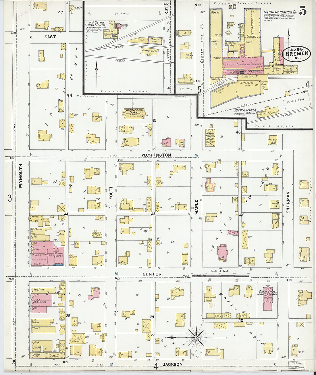 This old map of Bremen, Marshall County, Indiana was created by Sanborn Map Company in 1905