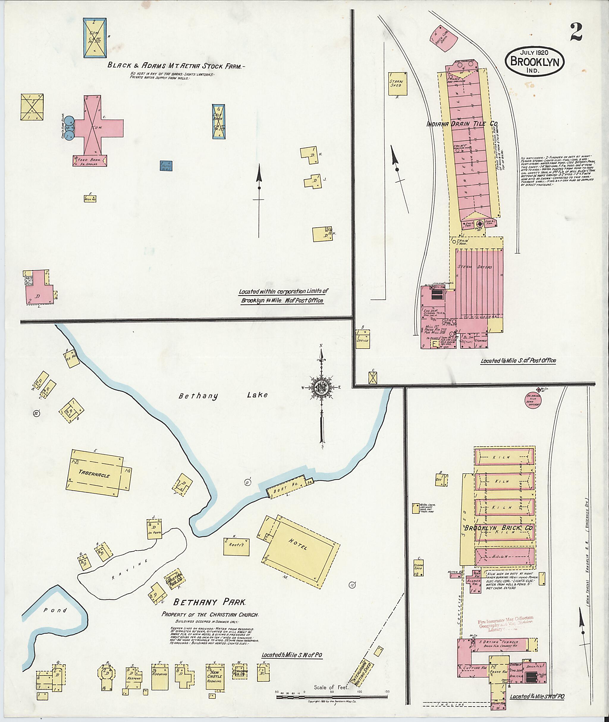 This old map of Brooklyn, Morgan County, Indiana was created by Sanborn Map Company in 1920