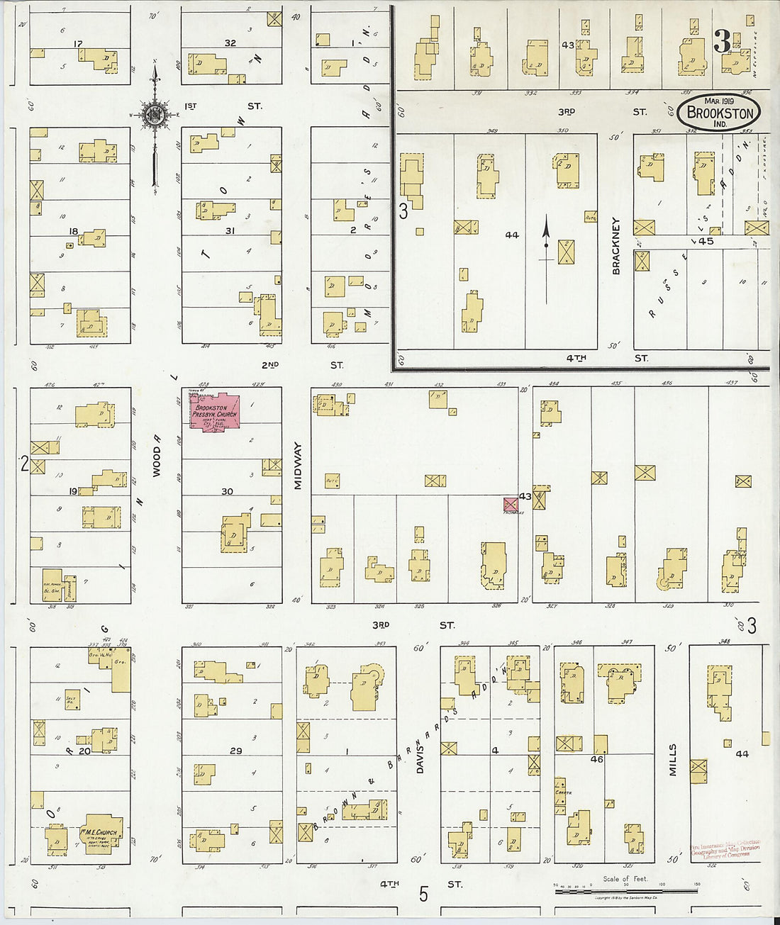 This old map of Brookston, White County, Indiana was created by Sanborn Map Company in 1919