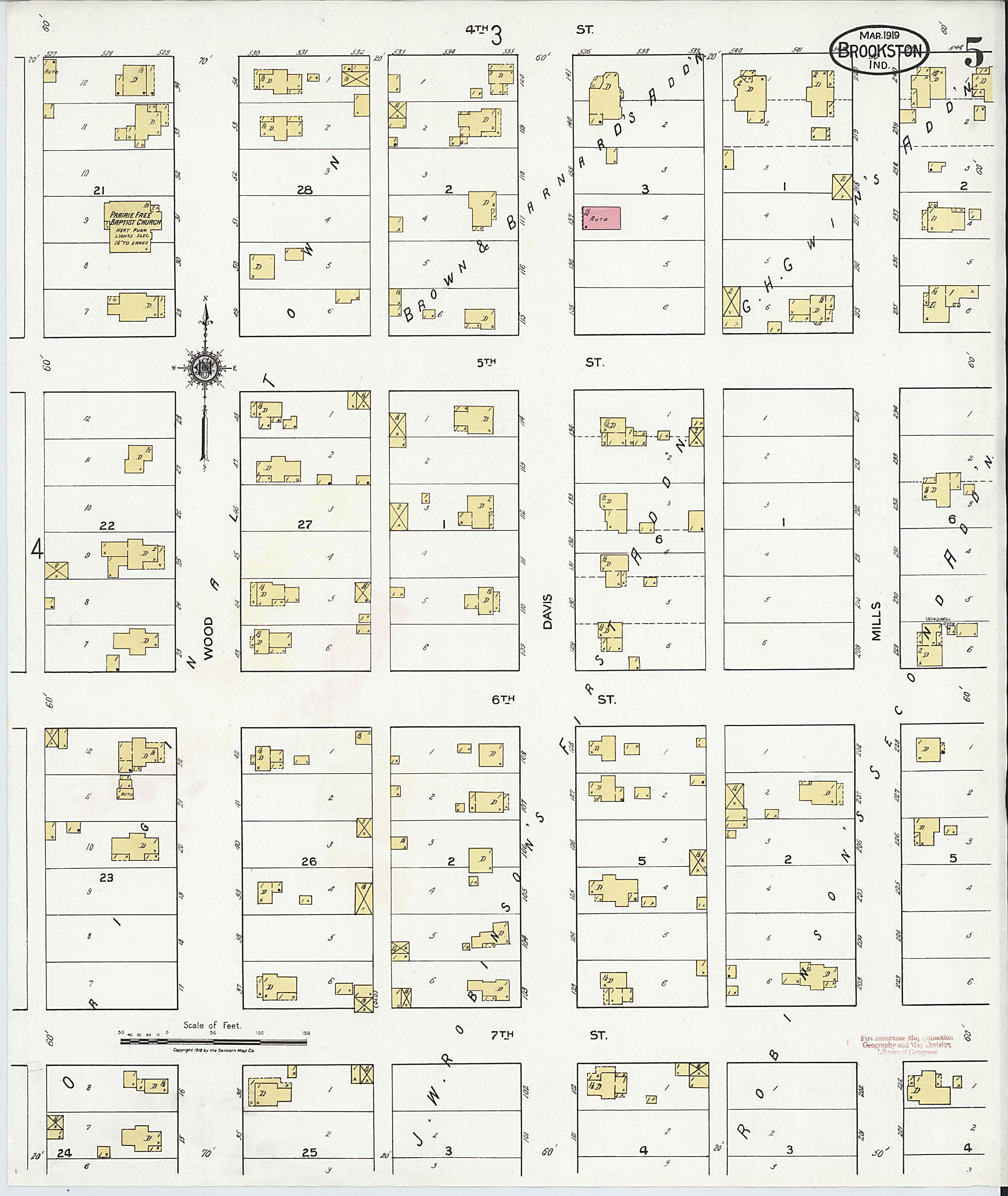 This old map of Brookston, White County, Indiana was created by Sanborn Map Company in 1919