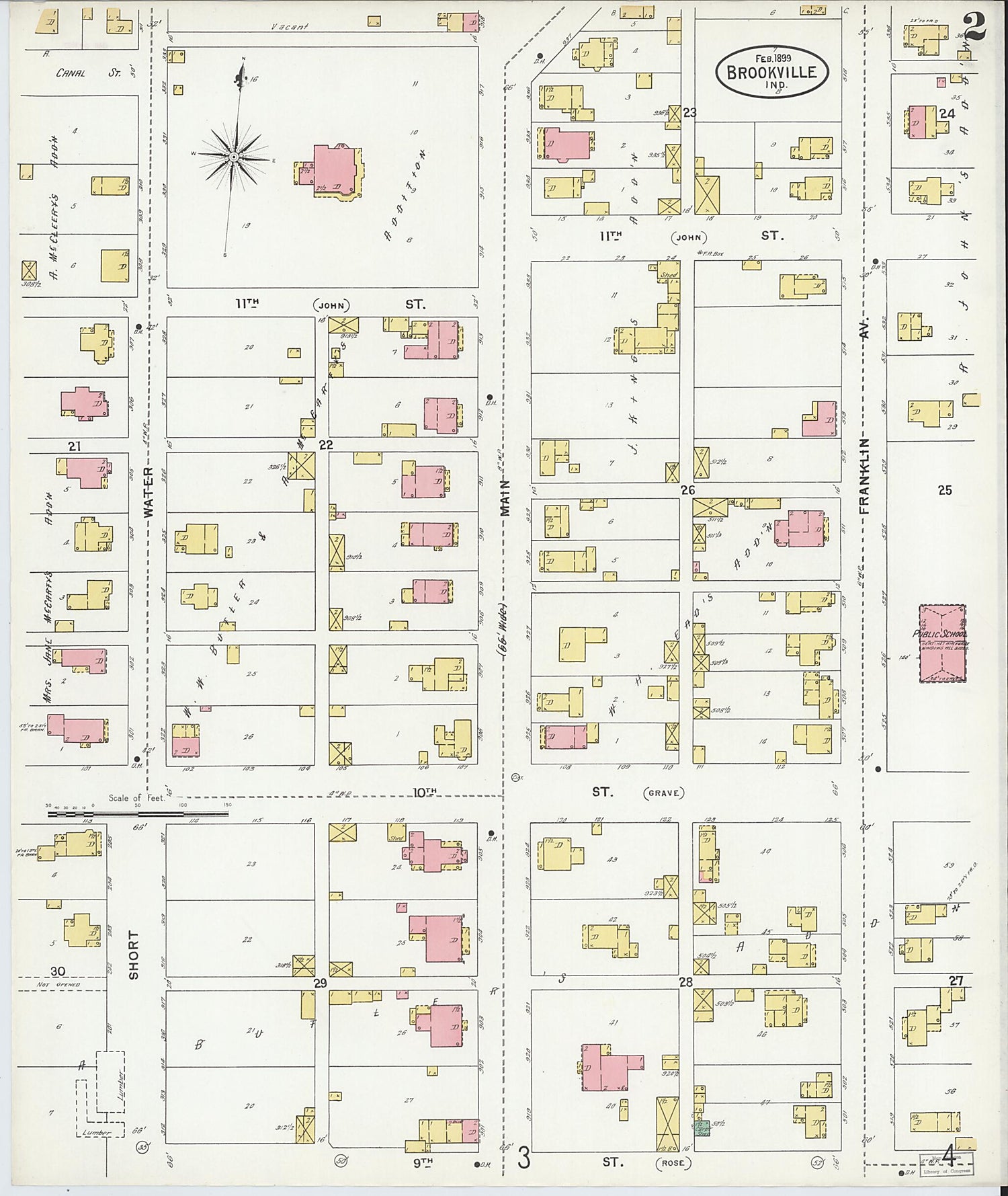 This old map of Brookville, Franklin County, Indiana was created by Sanborn Map Company in 1899