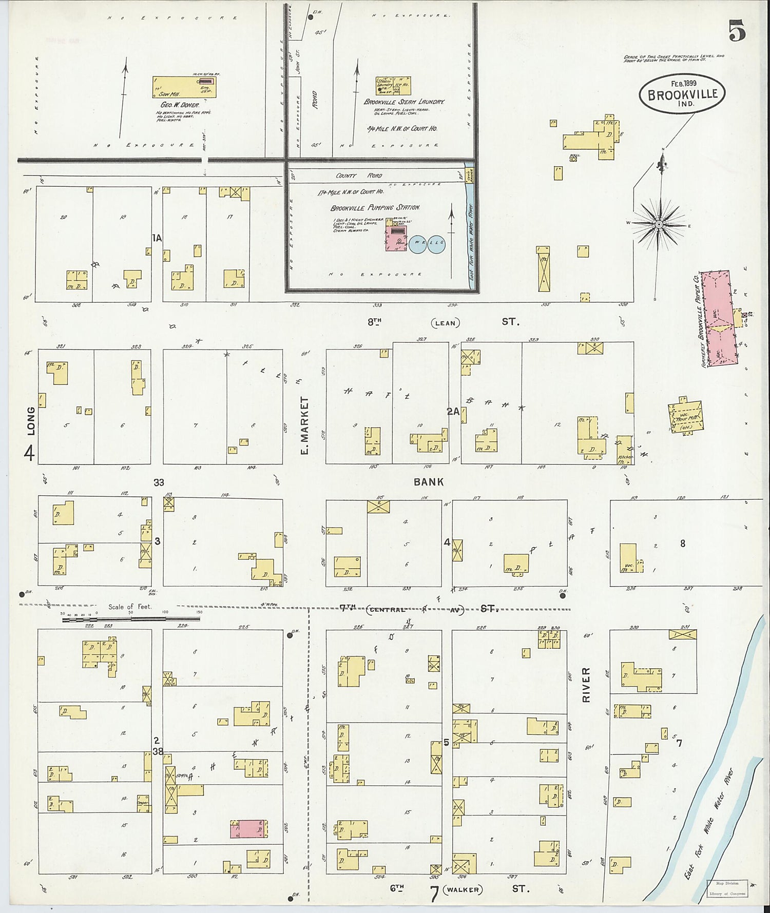 This old map of Brookville, Franklin County, Indiana was created by Sanborn Map Company in 1899