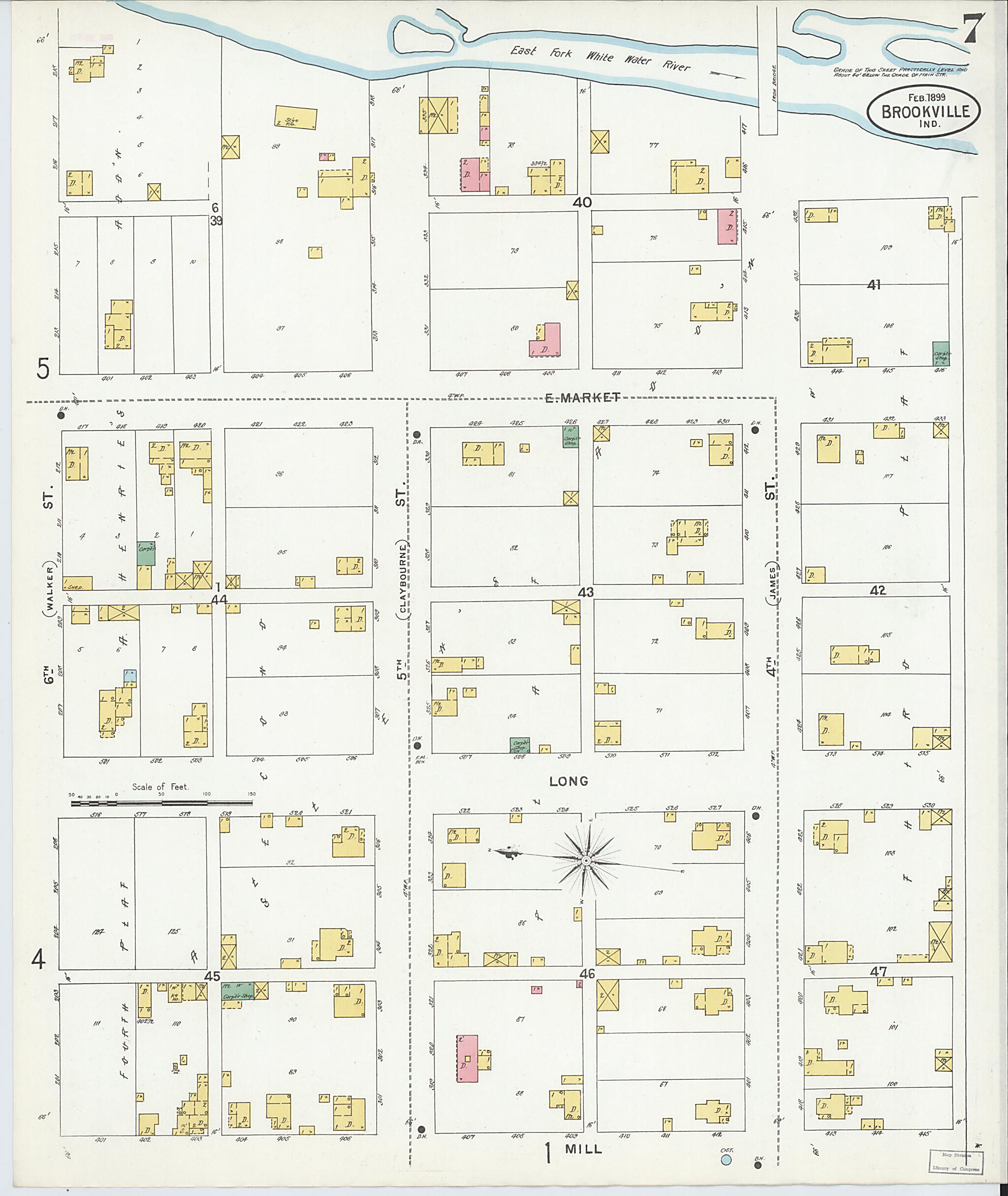 This old map of Brookville, Franklin County, Indiana was created by Sanborn Map Company in 1899