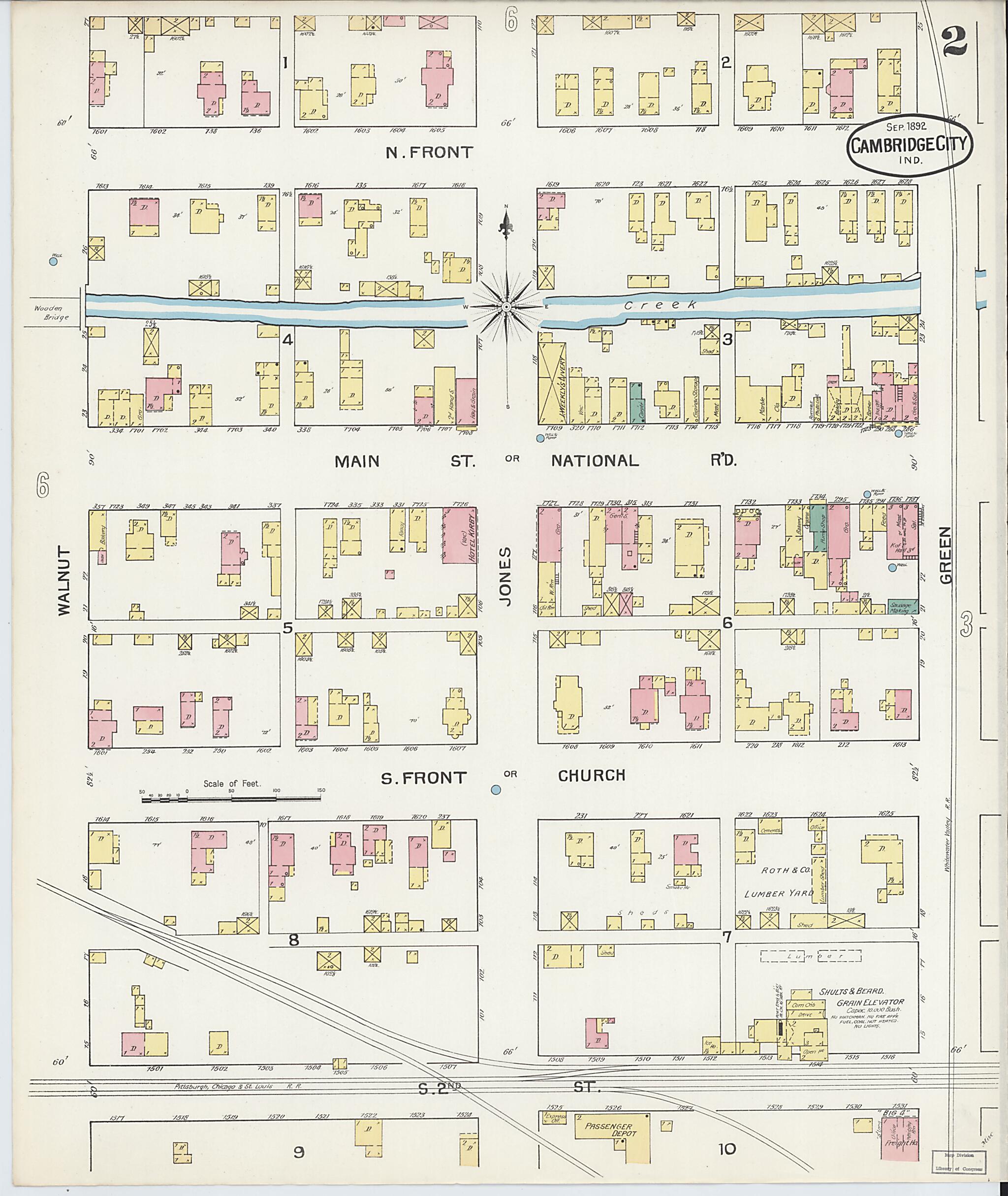 This old map of Cambridge City, Wayne County, Indiana was created by Sanborn Map Company in 1892