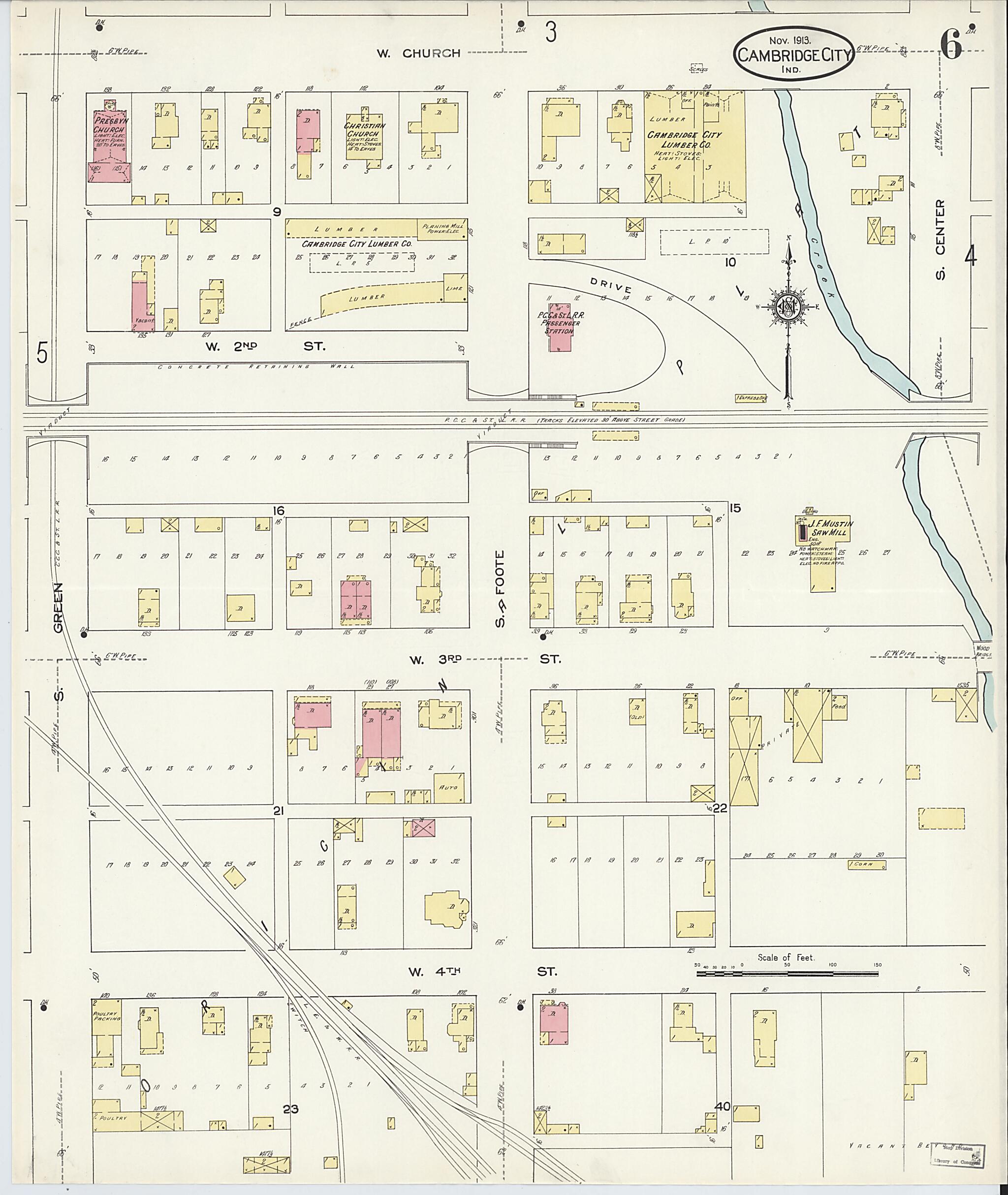 This old map of Cambridge City, Wayne County, Indiana was created by Sanborn Map Company in 1913