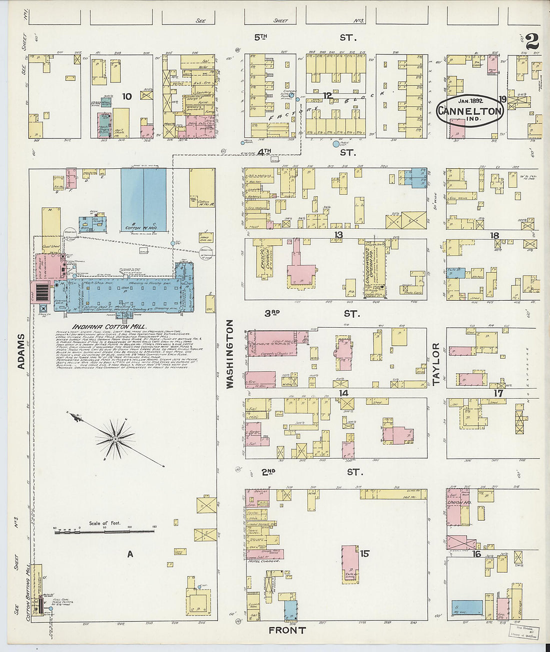 This old map of Cannelton, Perry County, Indiana was created by Sanborn Map Company in 1892