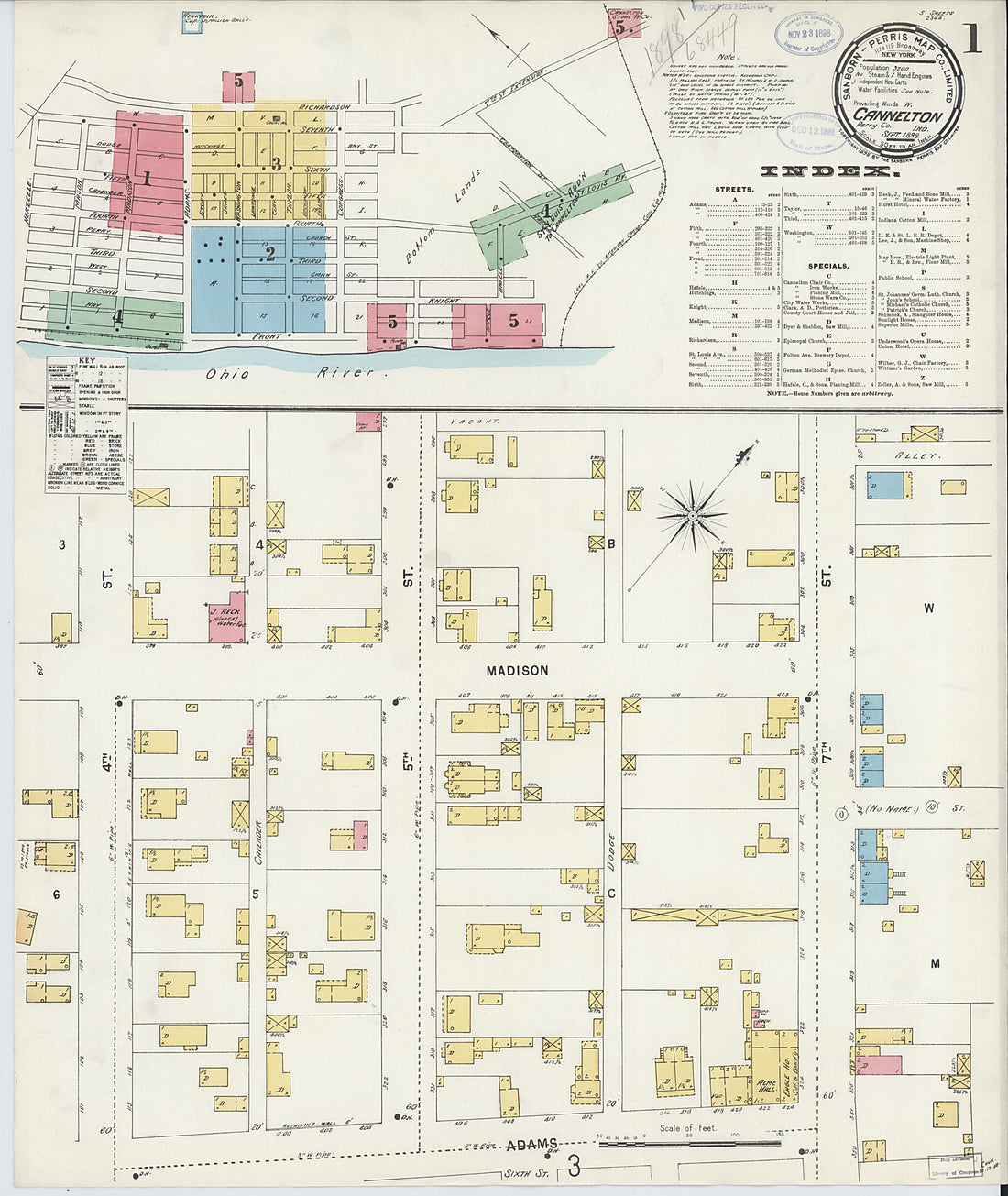 This old map of Cannelton, Perry County, Indiana was created by Sanborn Map Company in 1898