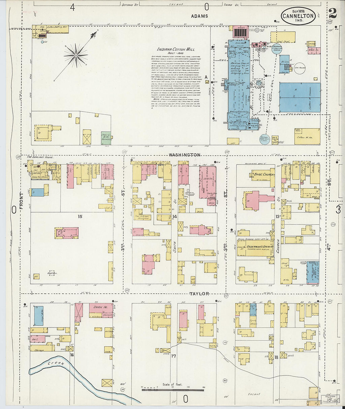 This old map of Cannelton, Perry County, Indiana was created by Sanborn Map Company in 1898