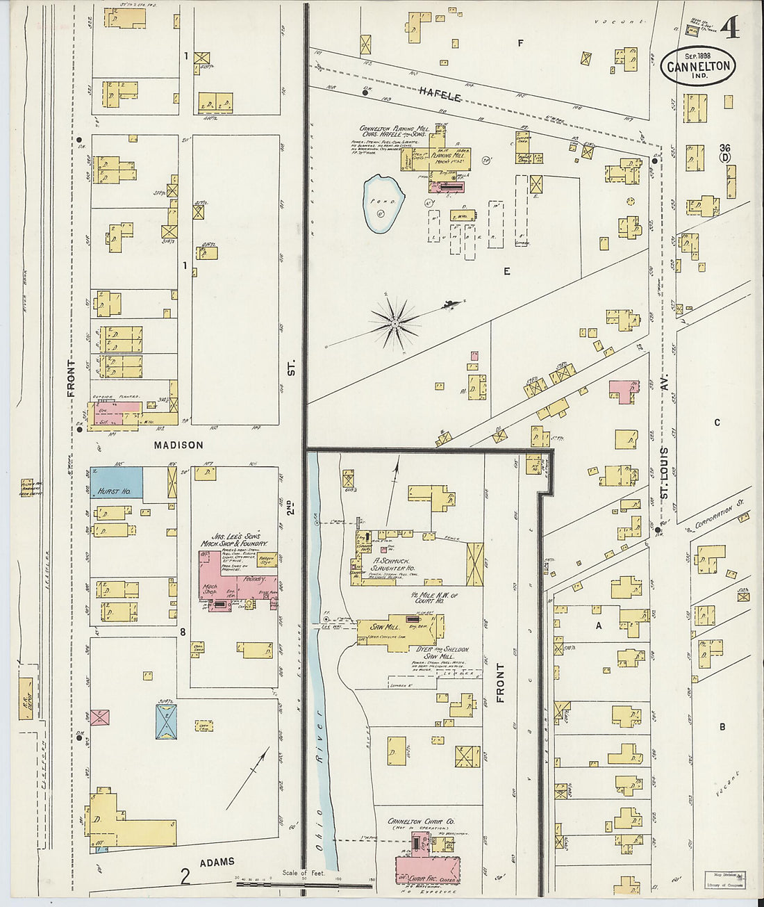 This old map of Cannelton, Perry County, Indiana was created by Sanborn Map Company in 1898