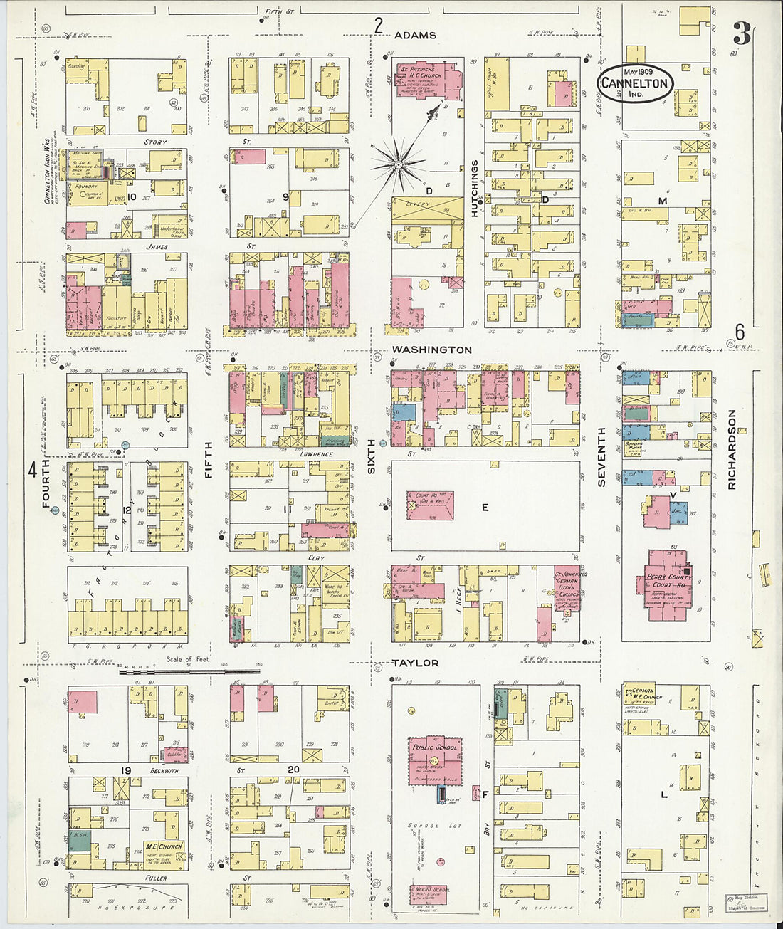 This old map of Cannelton, Perry County, Indiana was created by Sanborn Map Company in 1909