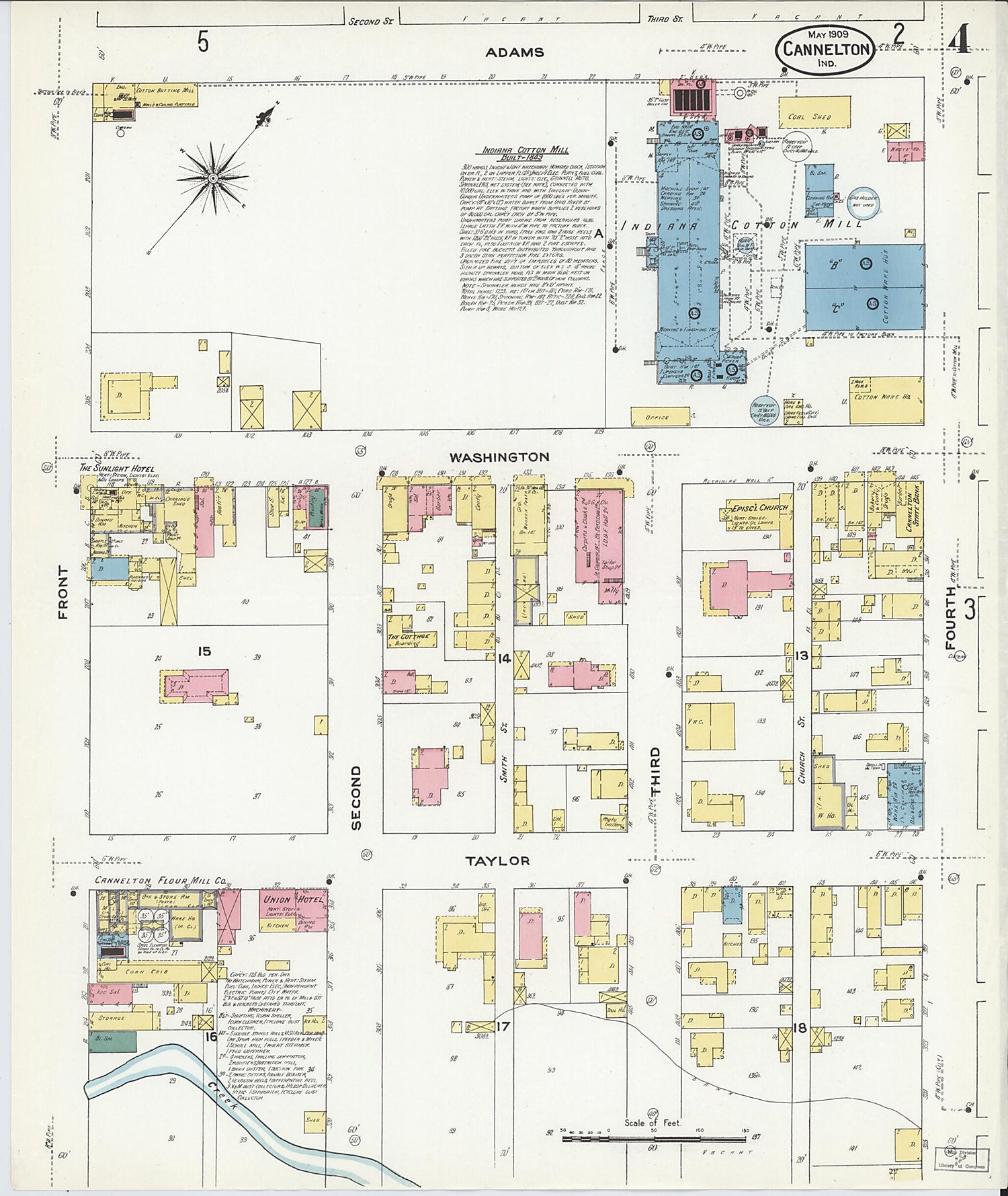 This old map of Cannelton, Perry County, Indiana was created by Sanborn Map Company in 1909