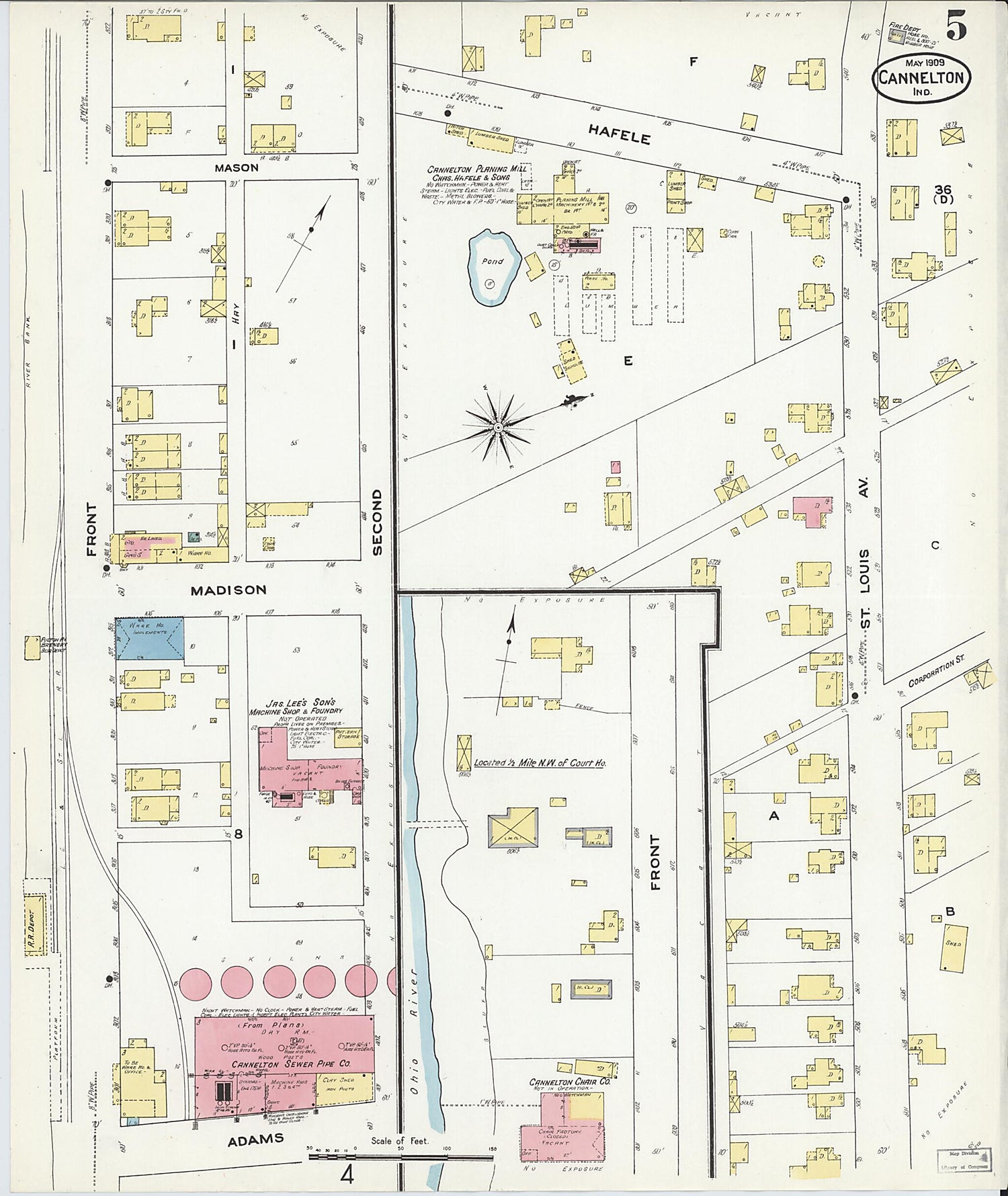 This old map of Cannelton, Perry County, Indiana was created by Sanborn Map Company in 1909