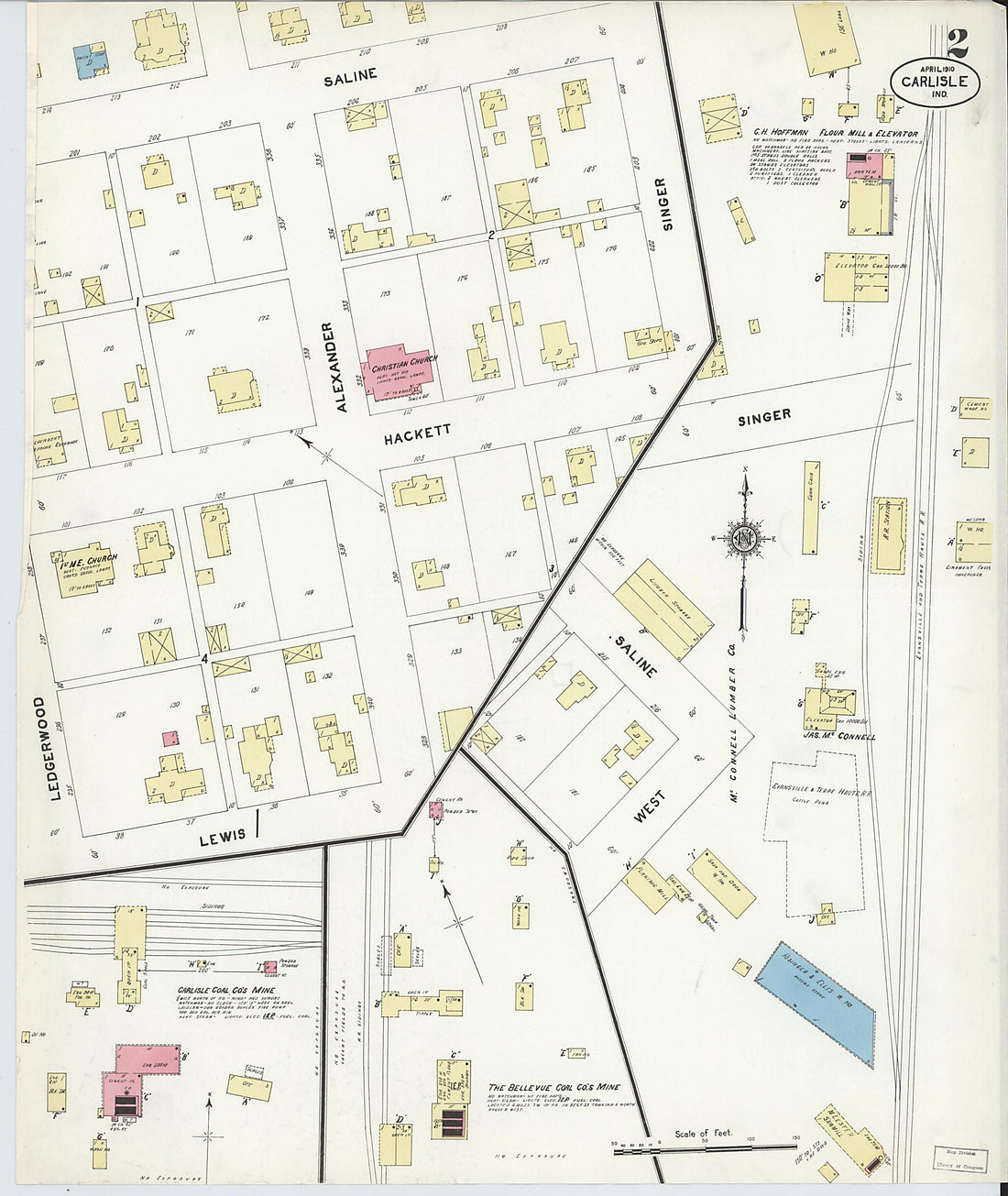 This old map of Carlisle, Sullivan County, Indiana was created by Sanborn Map Company in 1910