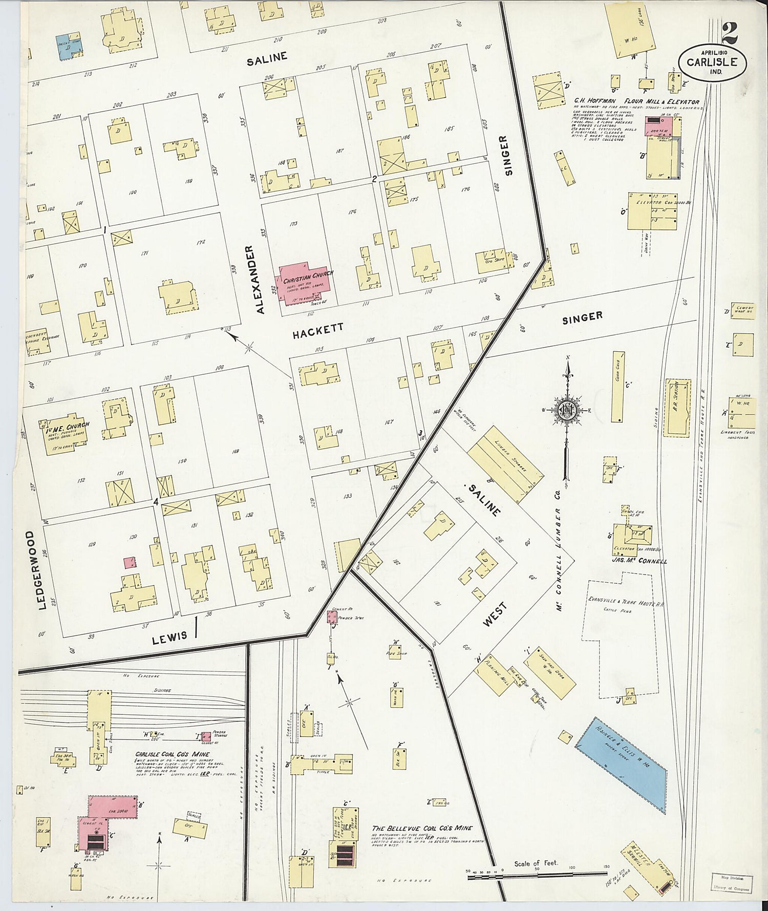 This old map of Carlisle, Sullivan County, Indiana was created by Sanborn Map Company in 1910