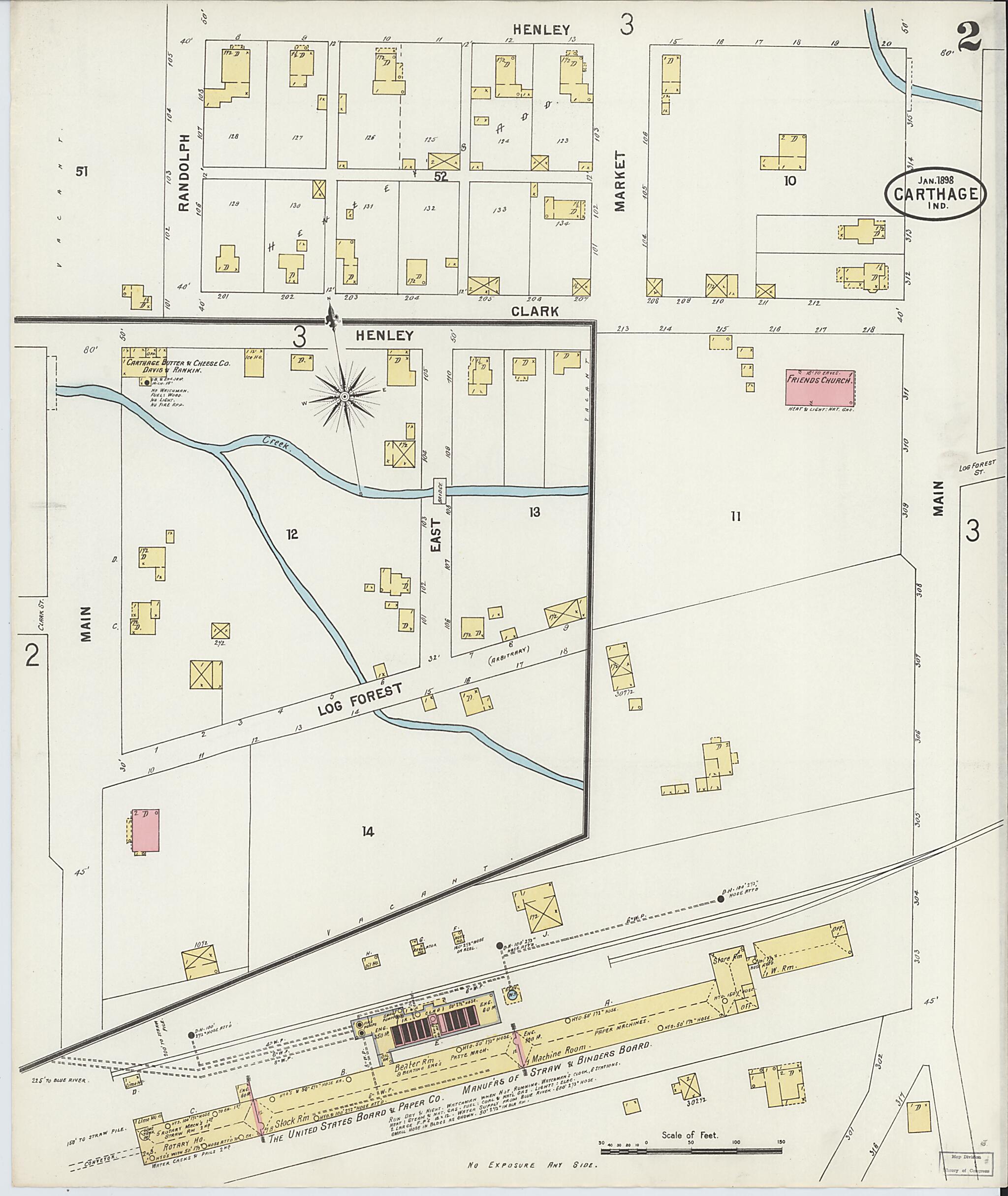 This old map of Carthage, Rush County, Indiana was created by Sanborn Map Company in 1898