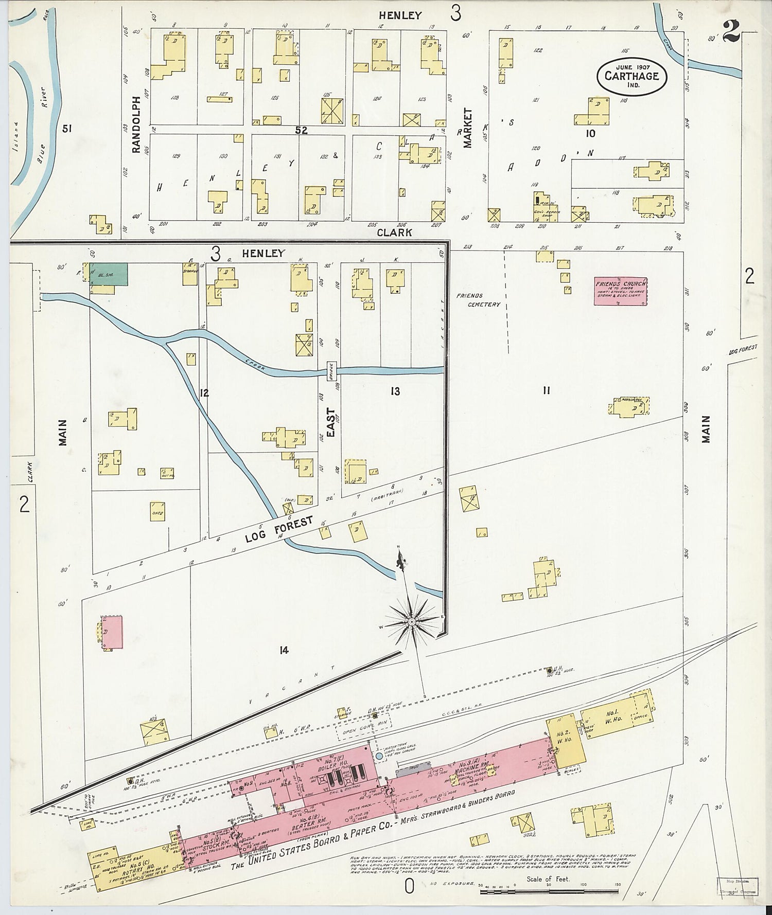 This old map of Carthage, Rush County, Indiana was created by Sanborn Map Company in 1907