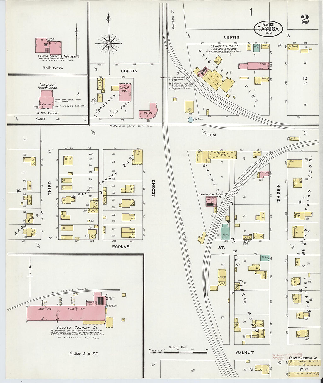 This old map of Cayuga, Vermillion County, Indiana was created by Sanborn Map Company in 1906