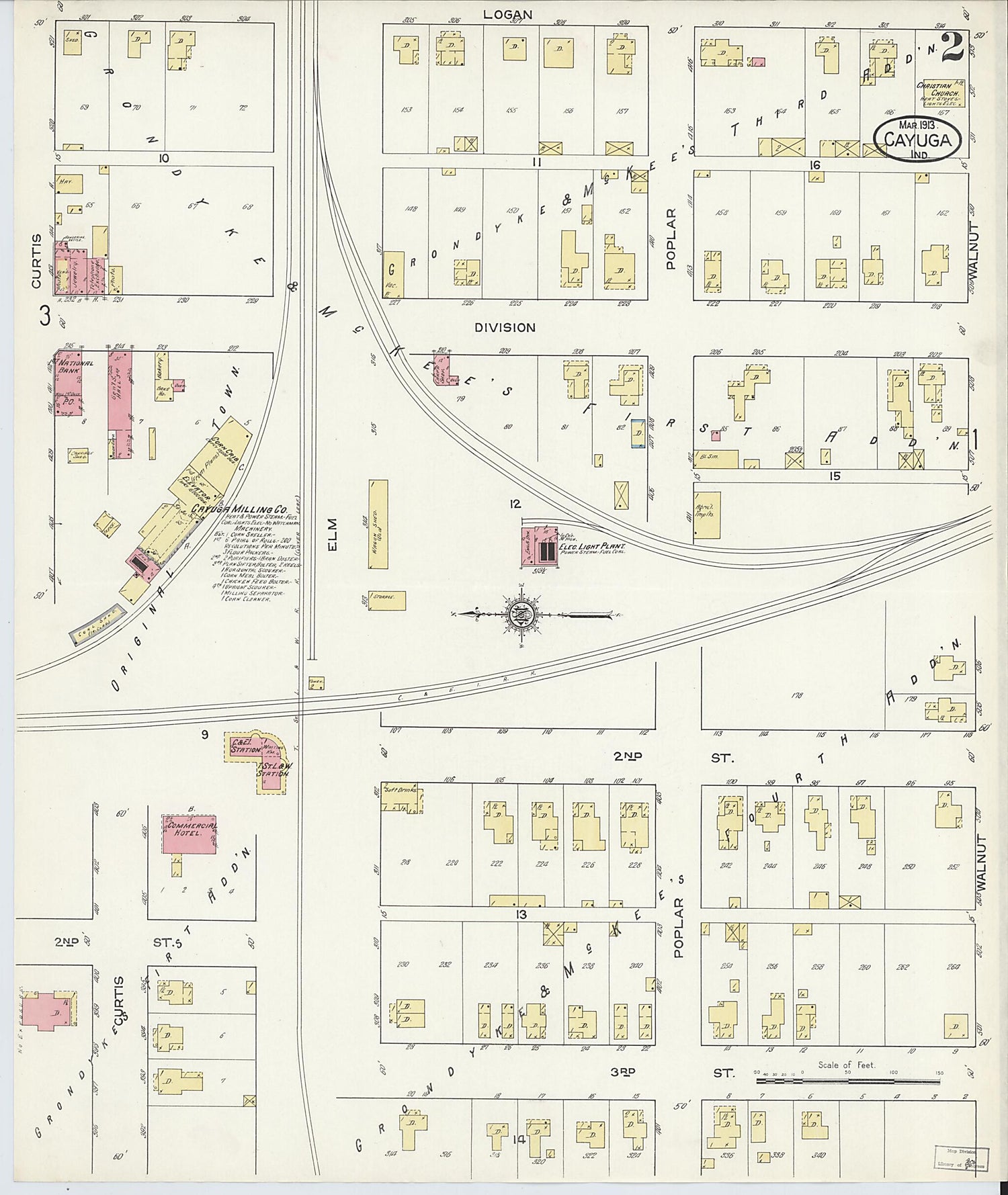 This old map of Eugene, Vermillion County, Indiana was created by Sanborn Map Company in 1913