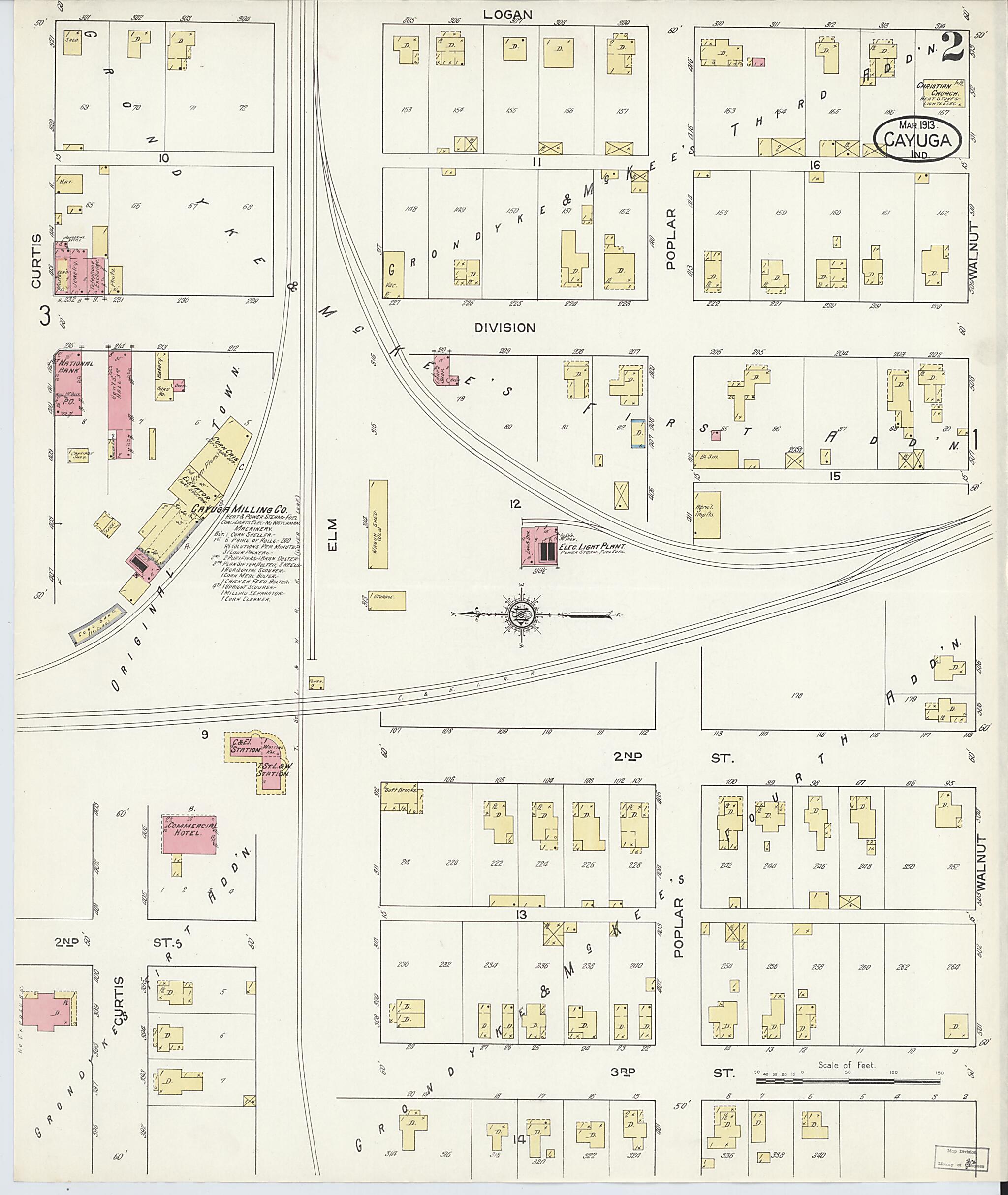 This old map of Eugene, Vermillion County, Indiana was created by Sanborn Map Company in 1913