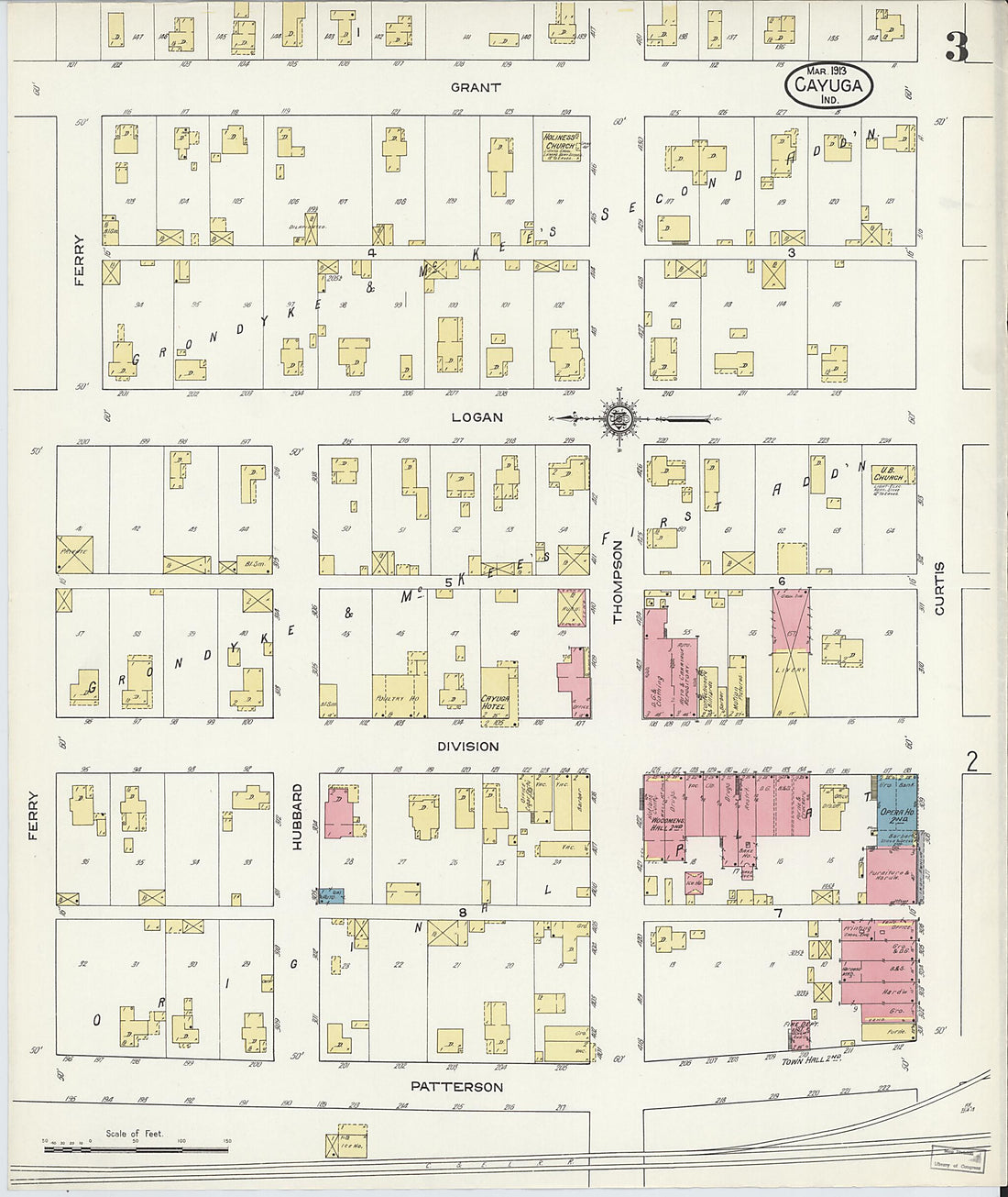 This old map of Eugene, Vermillion County, Indiana was created by Sanborn Map Company in 1913