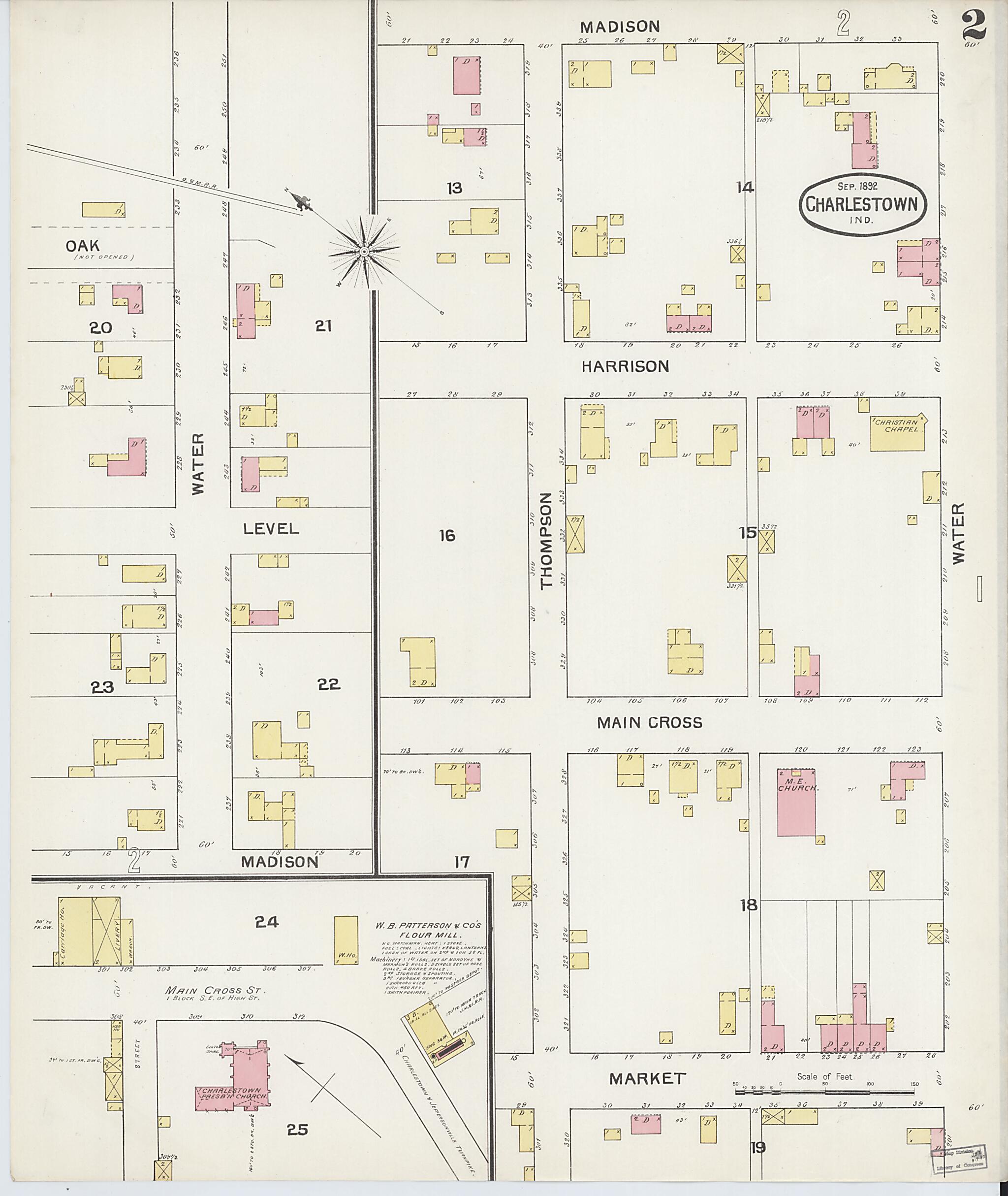 This old map of Charlestown, Clark County, Indiana was created by Sanborn Map Company in 1892