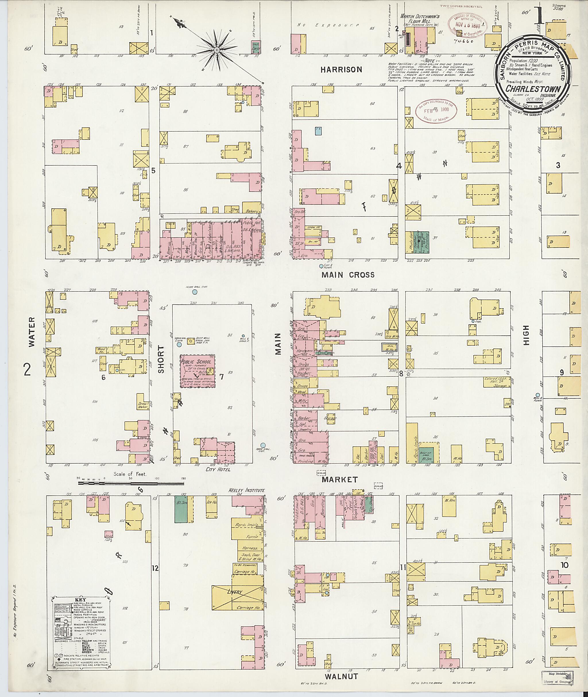 This old map of Charlestown, Clark County, Indiana was created by Sanborn Map Company in 1899