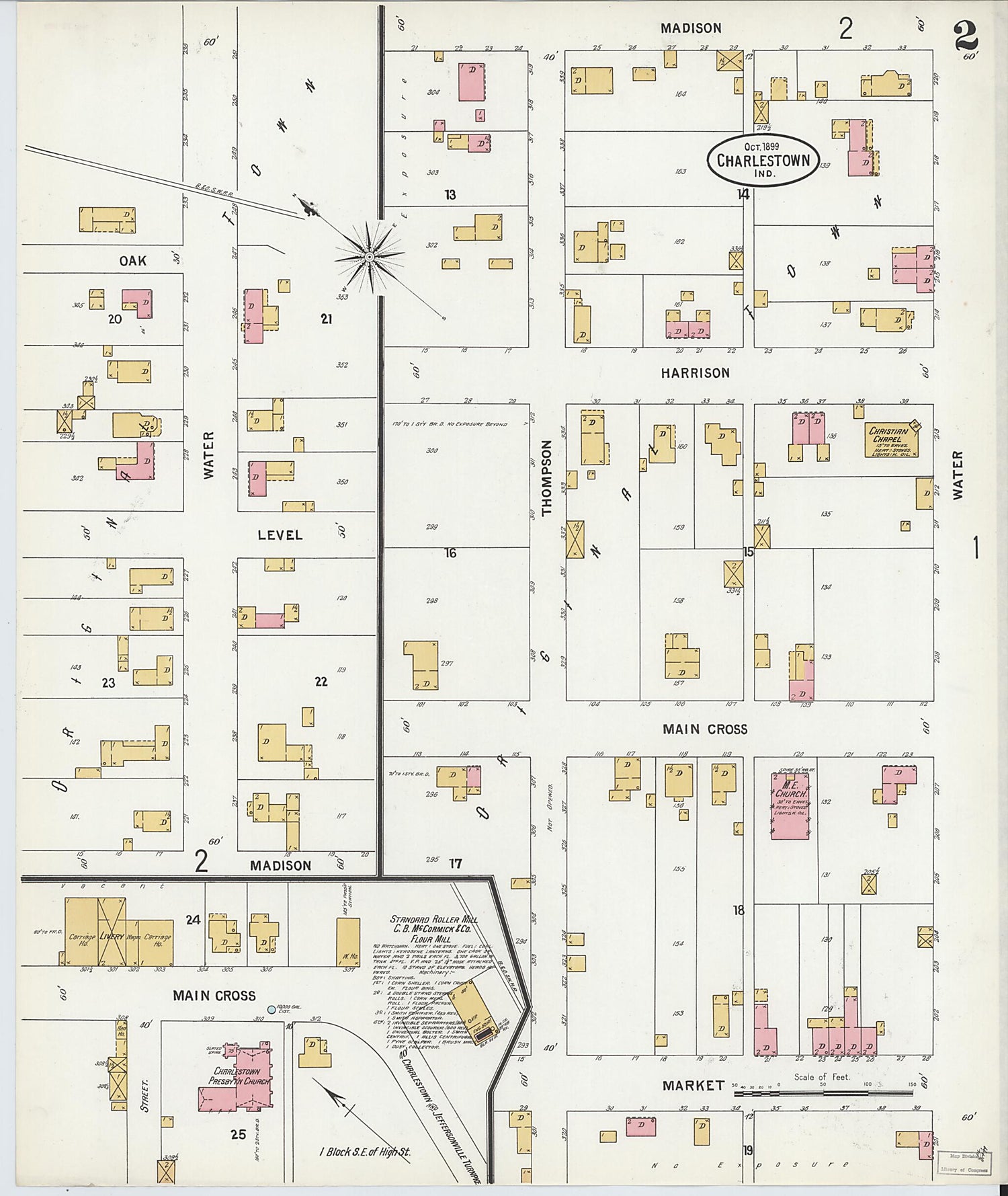 This old map of Charlestown, Clark County, Indiana was created by Sanborn Map Company in 1899