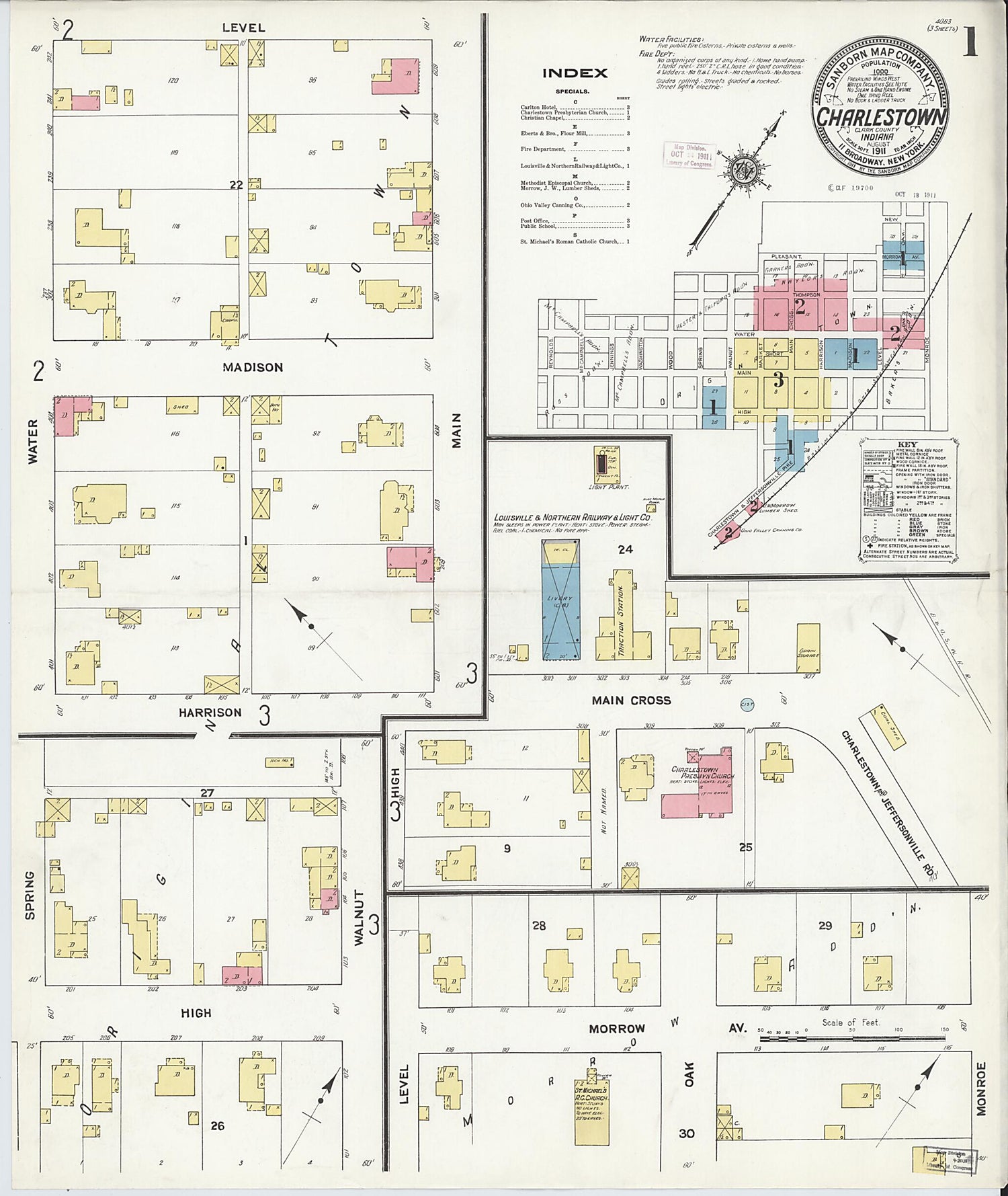 This old map of Charlestown, Clark County, Indiana was created by Sanborn Map Company in 1911