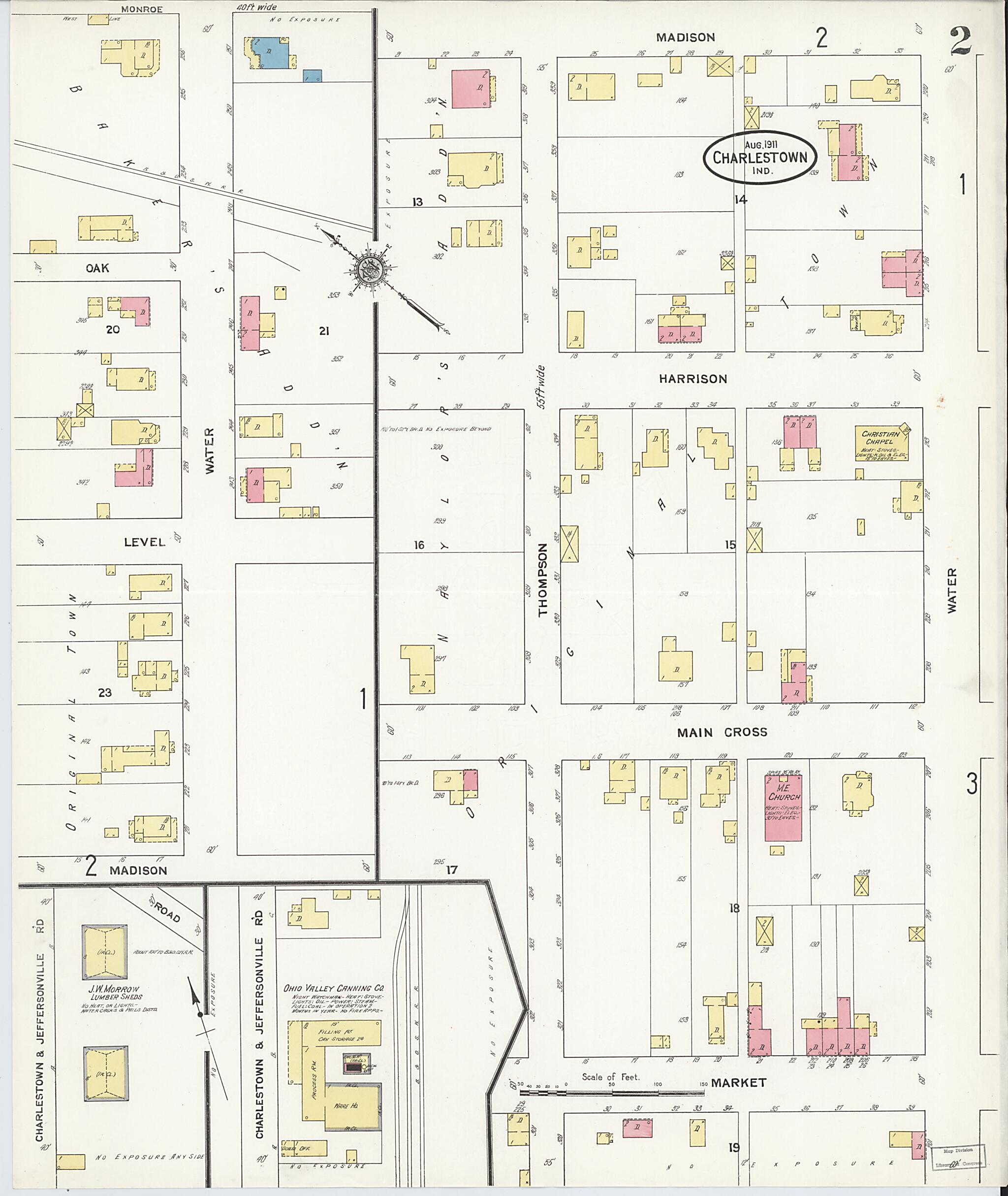 This old map of Charlestown, Clark County, Indiana was created by Sanborn Map Company in 1911