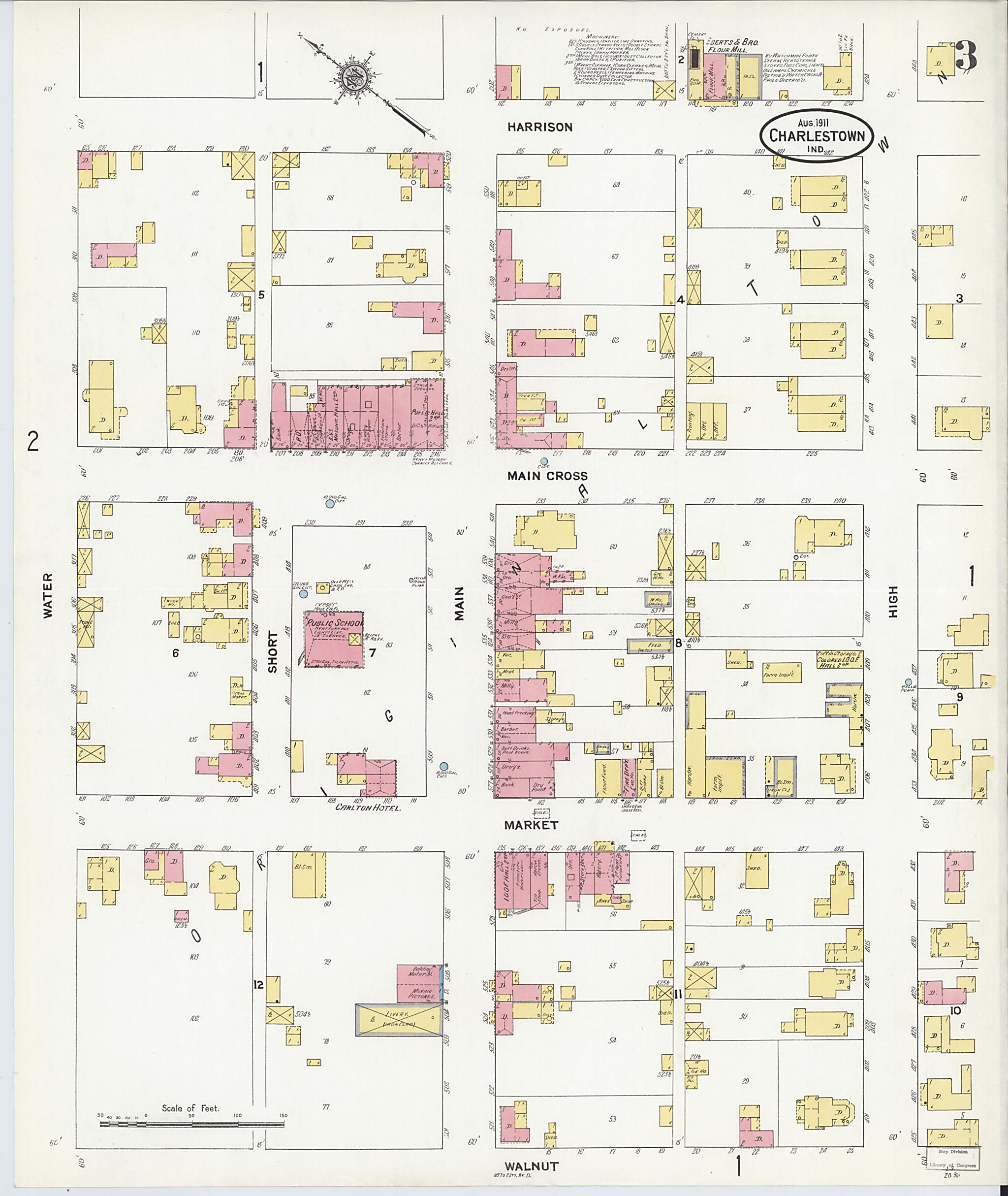 This old map of Charlestown, Clark County, Indiana was created by Sanborn Map Company in 1911