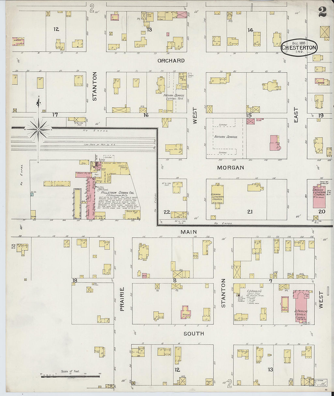 This old map of Chesterton, Porter County, Indiana was created by Sanborn Map Company in 1893