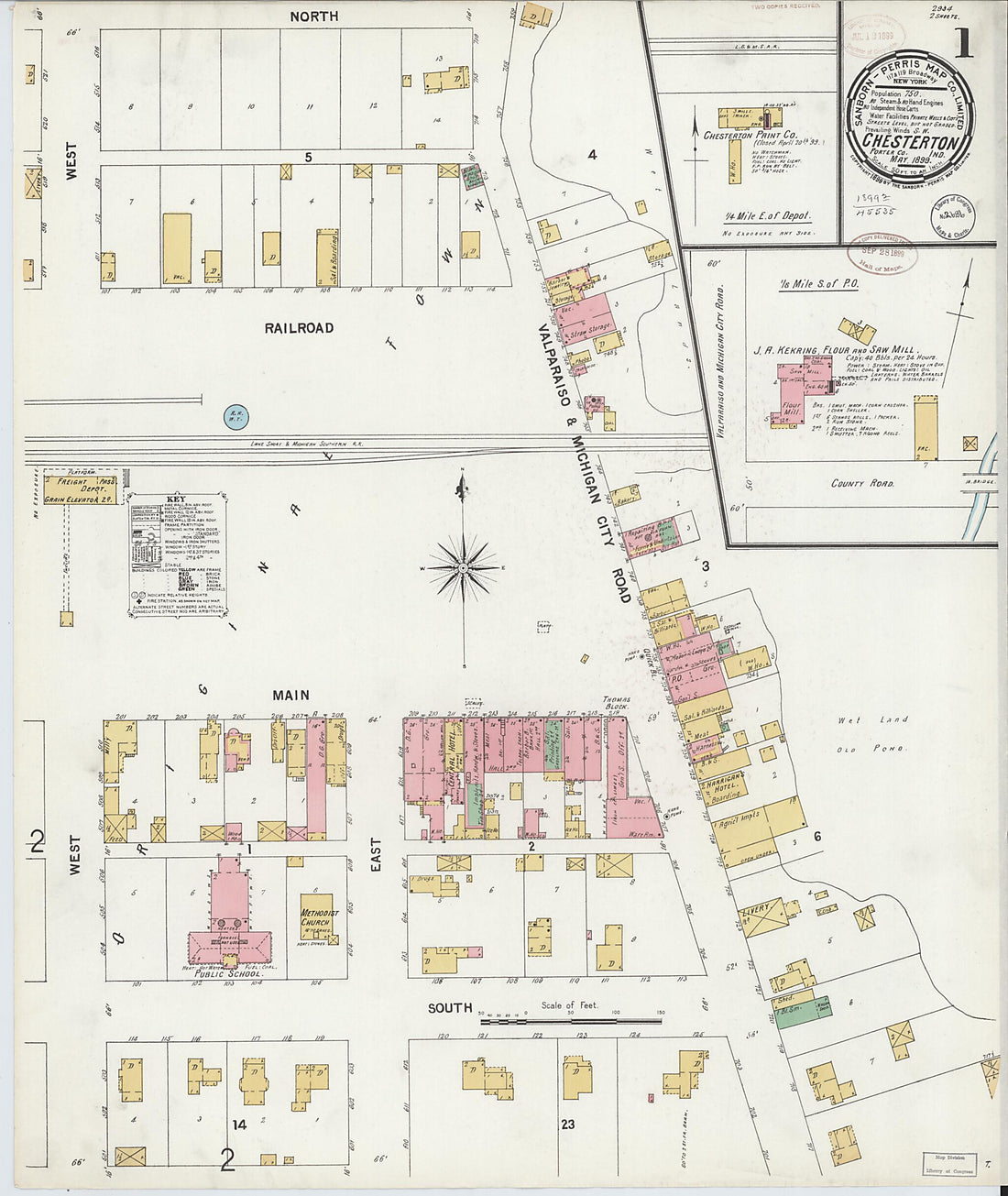 This old map of Chesterton, Porter County, Indiana was created by Sanborn Map Company in 1899