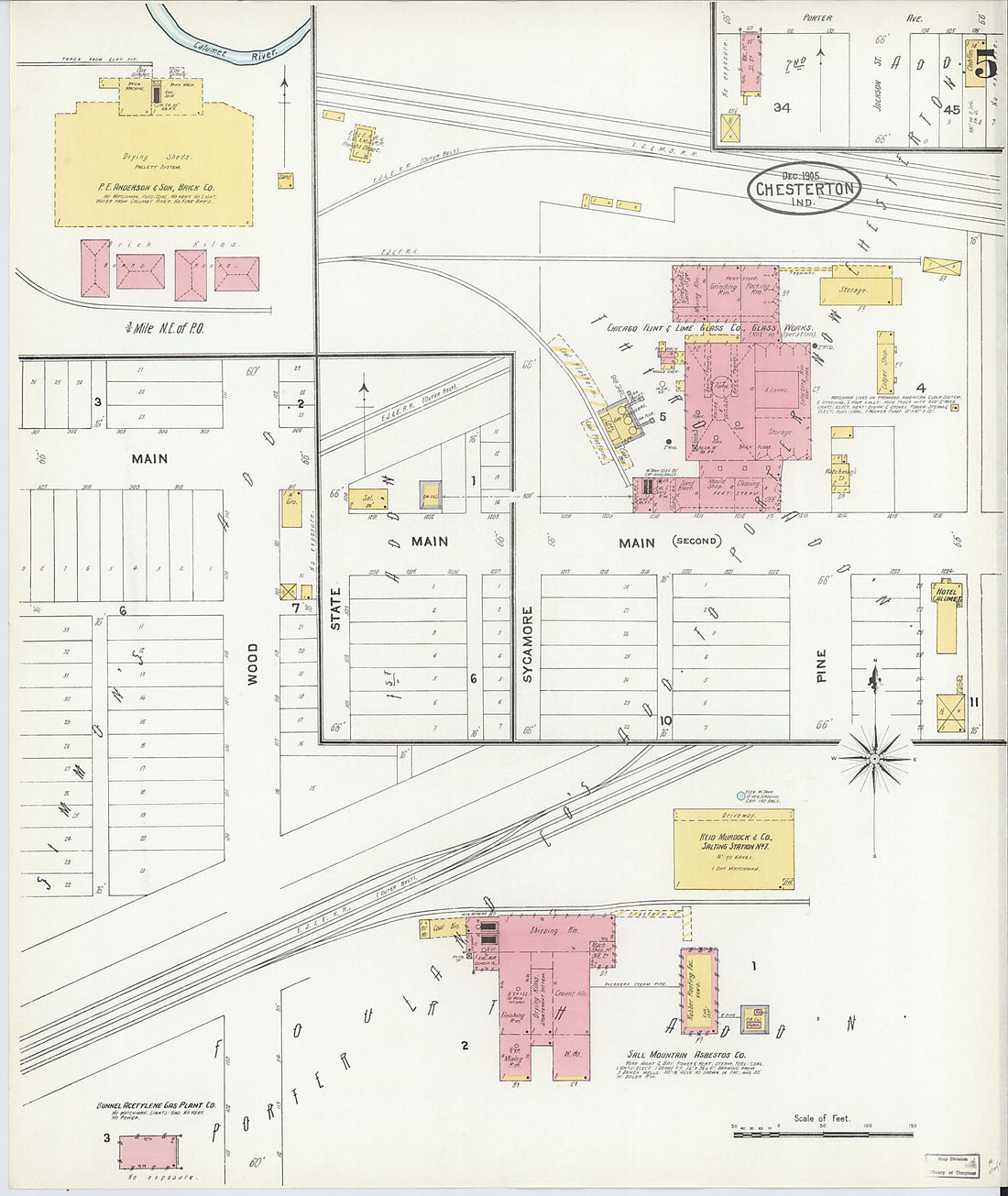 This old map of Porter, Porter County, Indiana was created by Sanborn Map Company in 1905