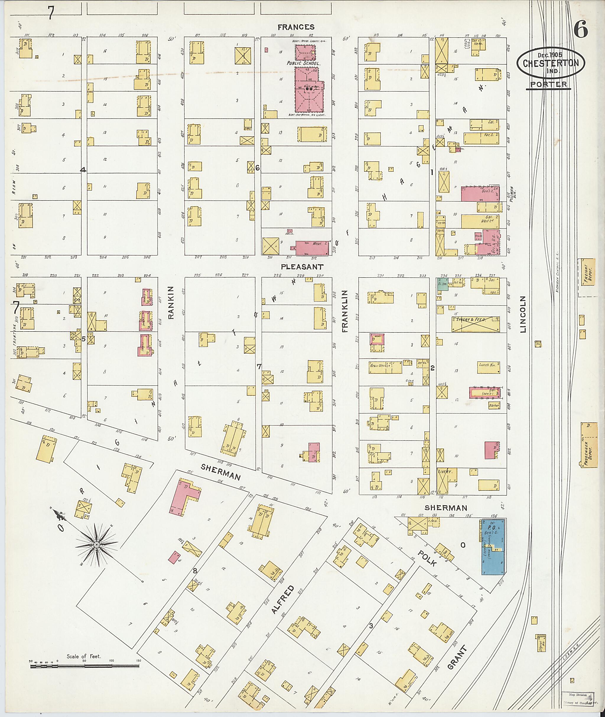 This old map of Porter, Porter County, Indiana was created by Sanborn Map Company in 1905