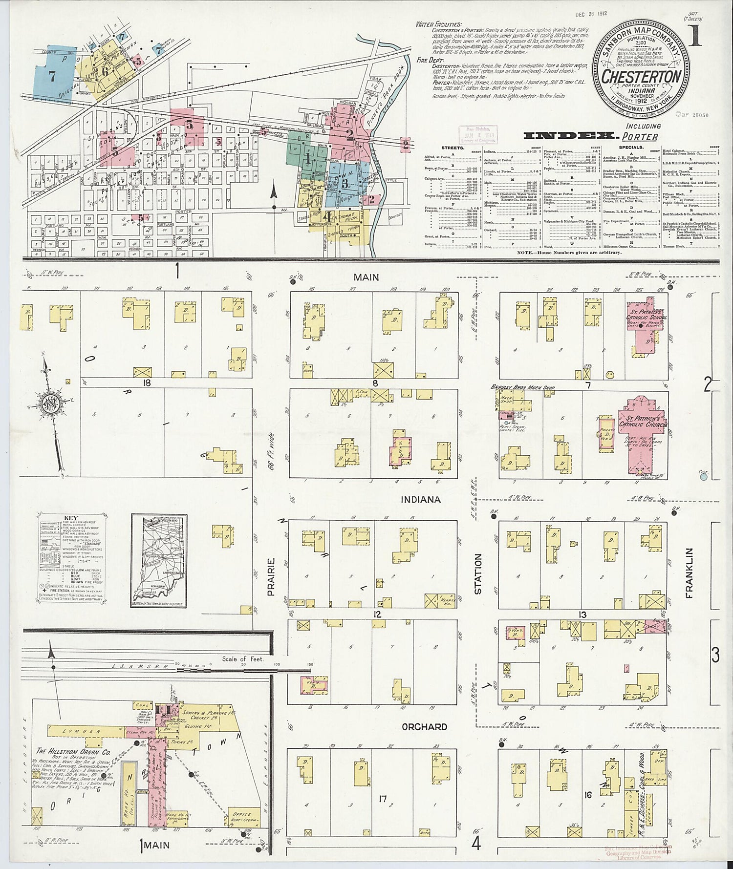 This old map of Porter, Porter County, Indiana was created by Sanborn Map Company in 1912